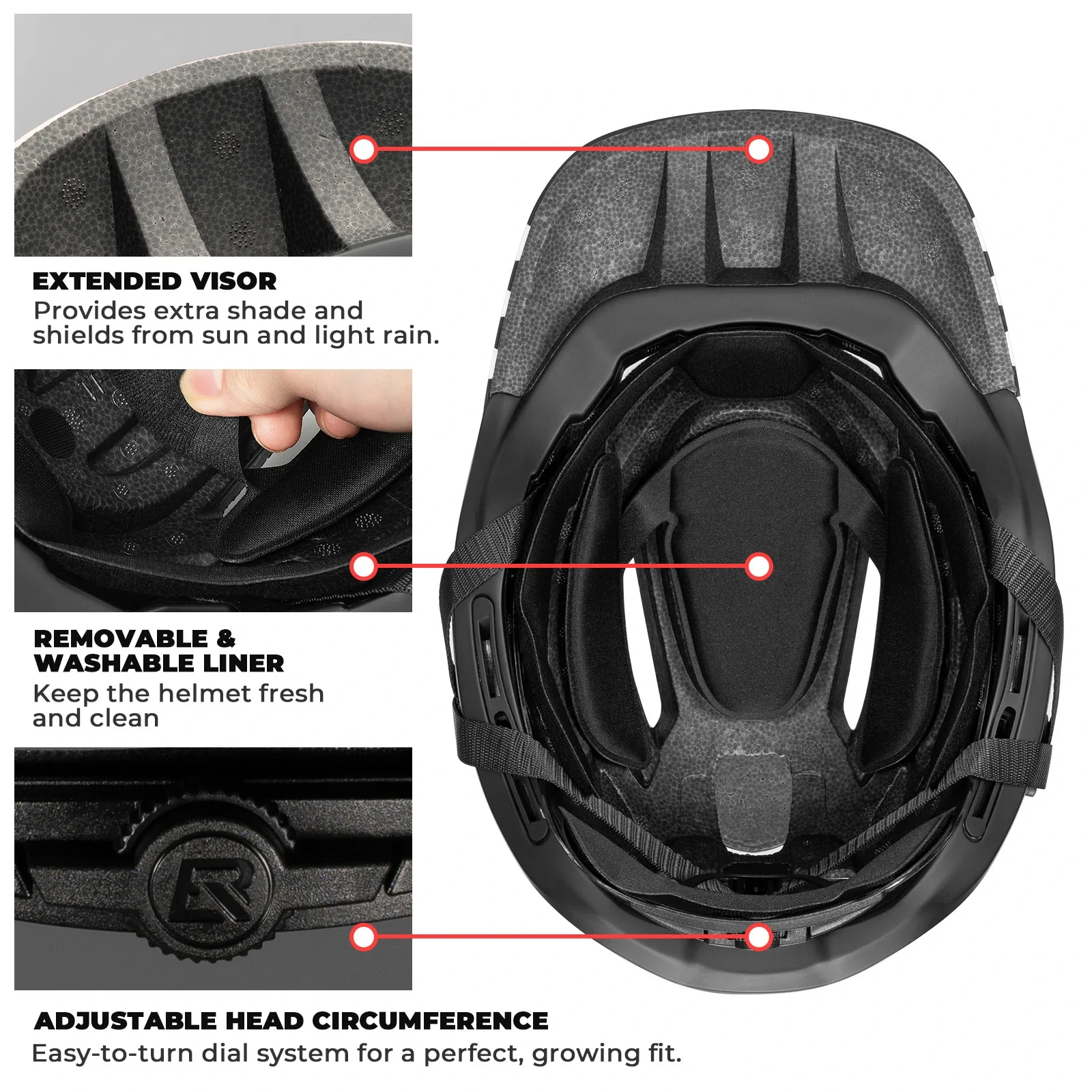 ROCKBROS Kids Helmet Full Face Protective Detachable 3-16 Youth Child - Image 32