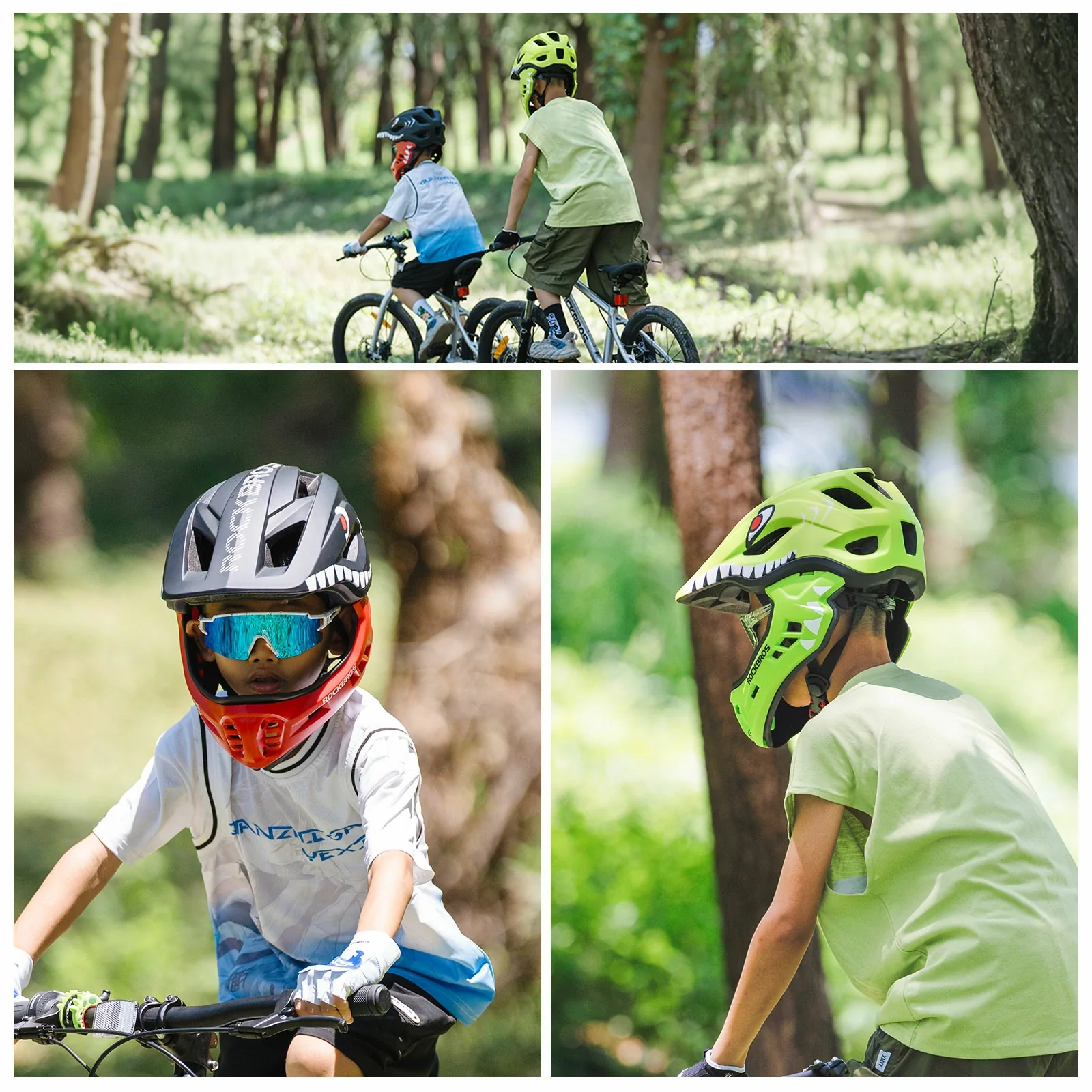 ROCKBROS Kids Helmet Full Face Protective Detachable 3-16 Youth Child - Image 33
