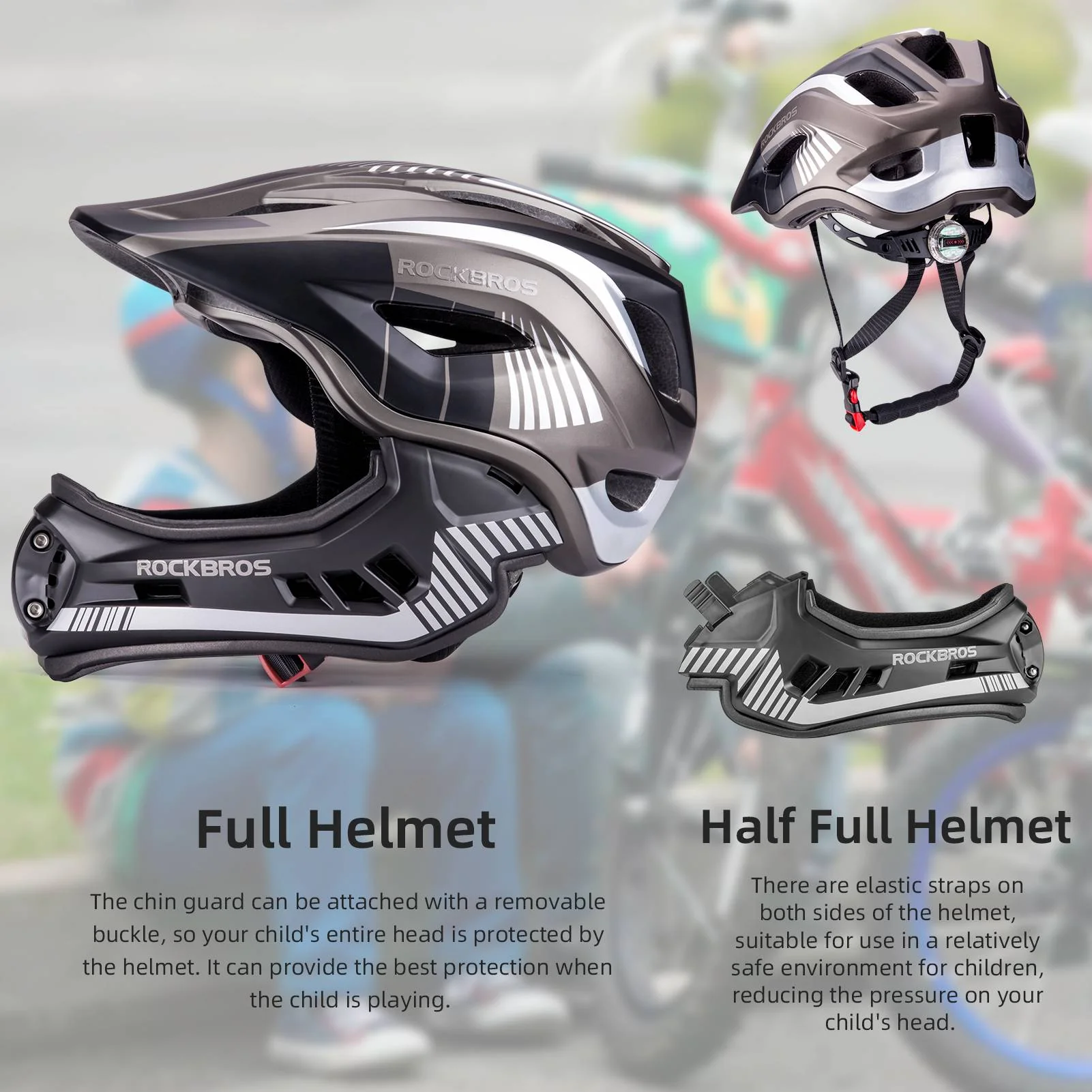 ROCKBROS Kids Helmet Full Face Protective Detachable 3-16 Youth Child - Image 7