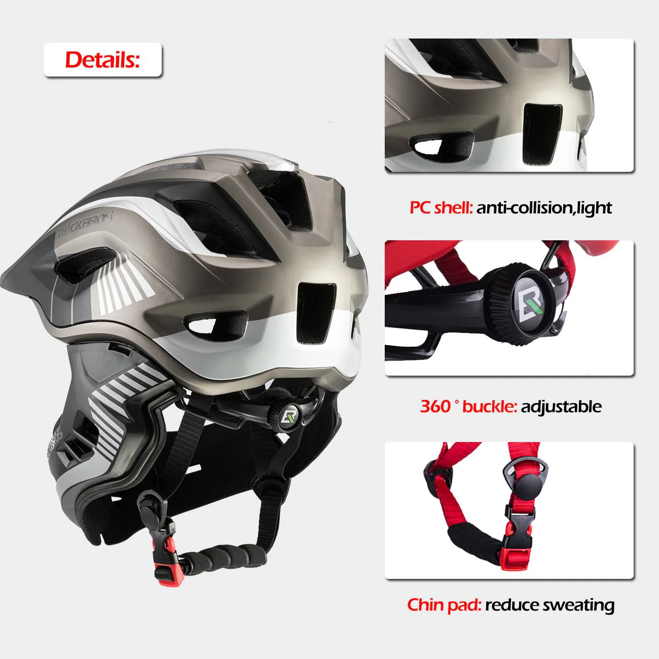 ROCKBROS Kids Helmet Full Face Protective Detachable 3-16 Youth Child - Image 8