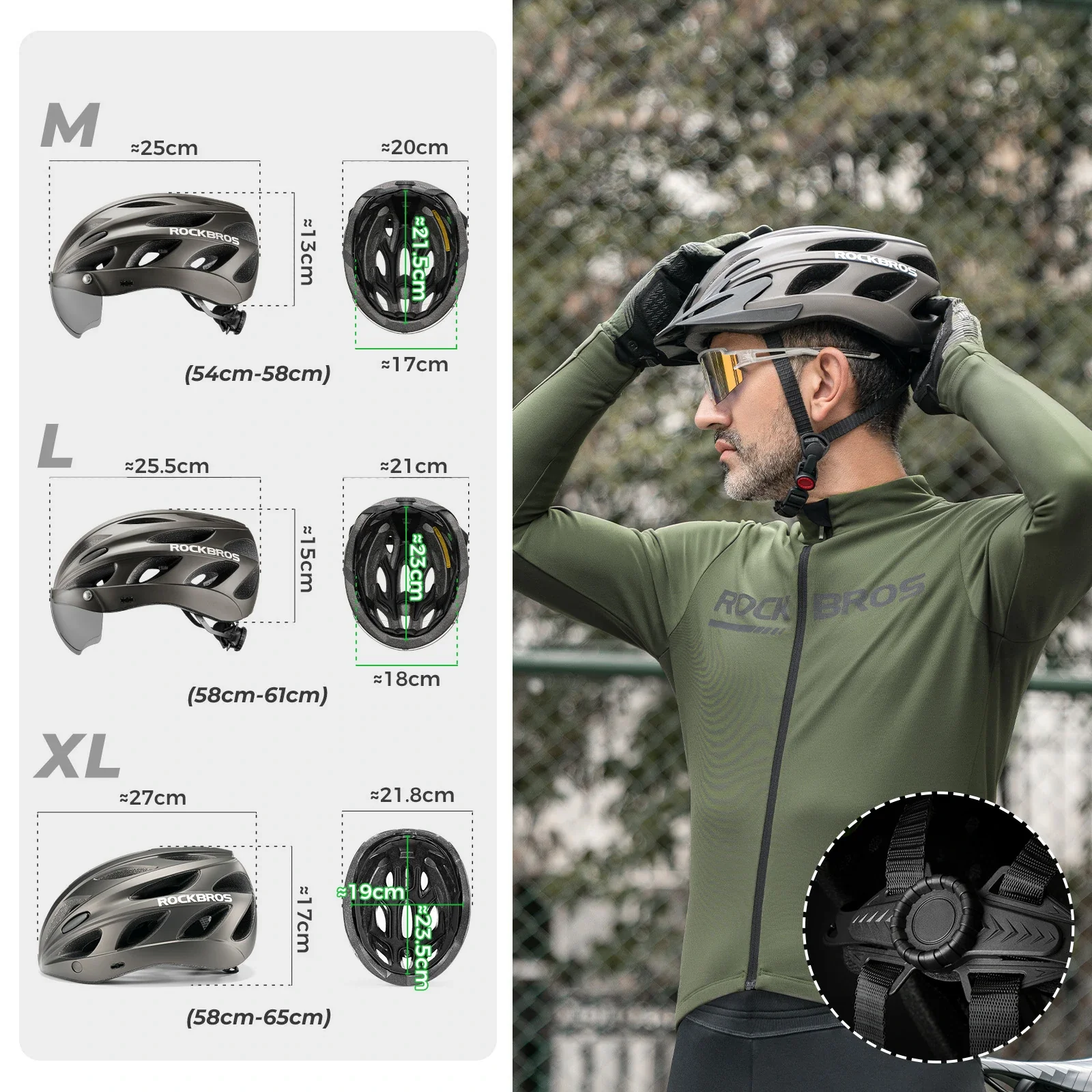 Adult Cycling Helmet with Magnetic Goggles   L/XL TT-16 - Image 13