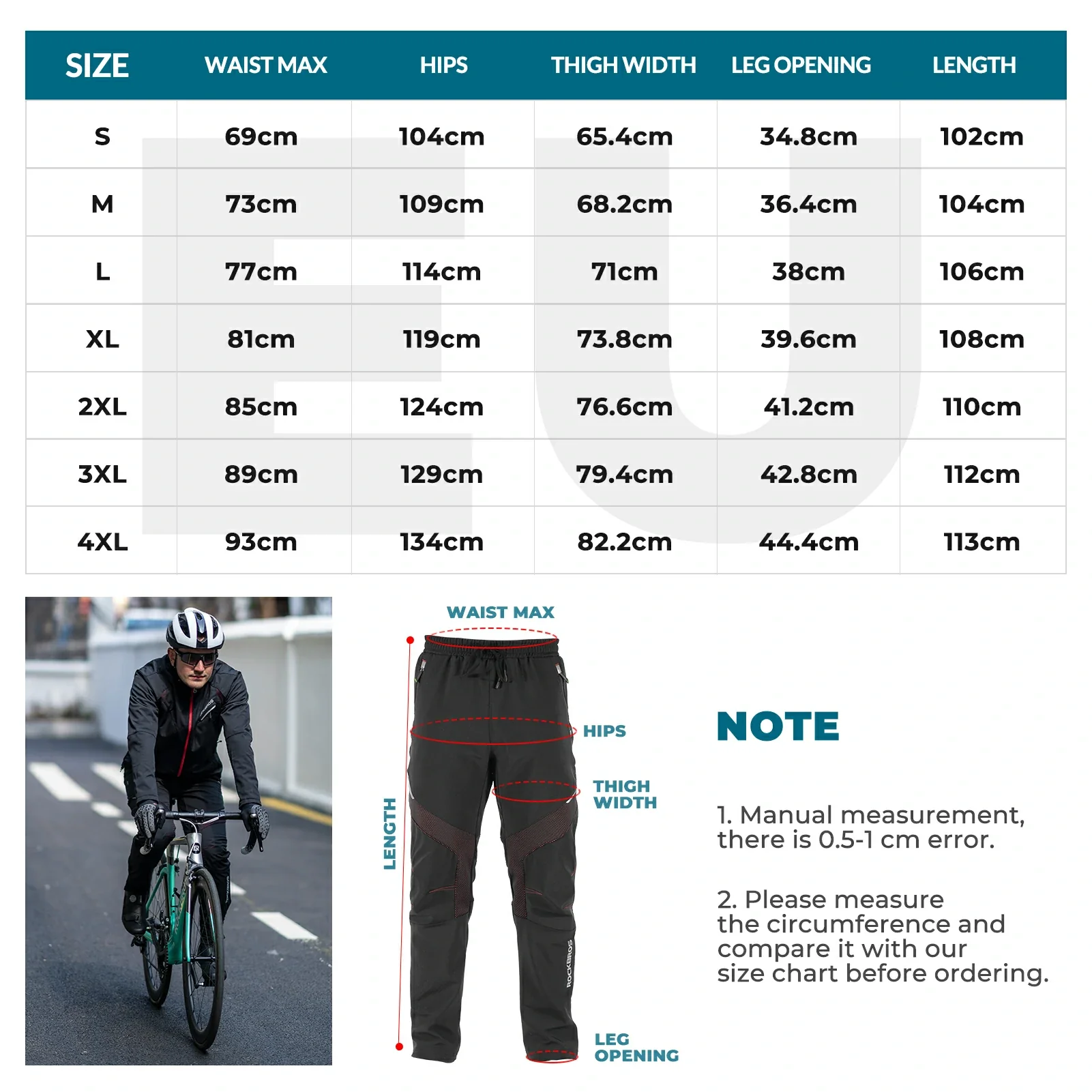 Men’s Winter Water Resistant Windproof Cycling Trousers YPK007-1 - Image 7