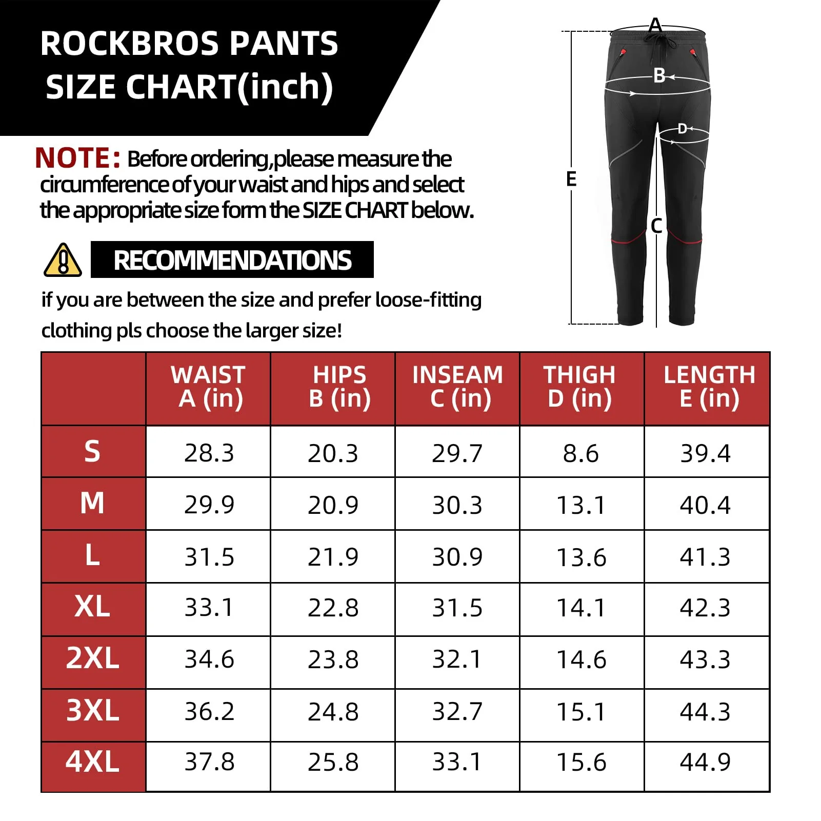 Men's Black Thermal Long Cycling Trousers Windproof - Image 6