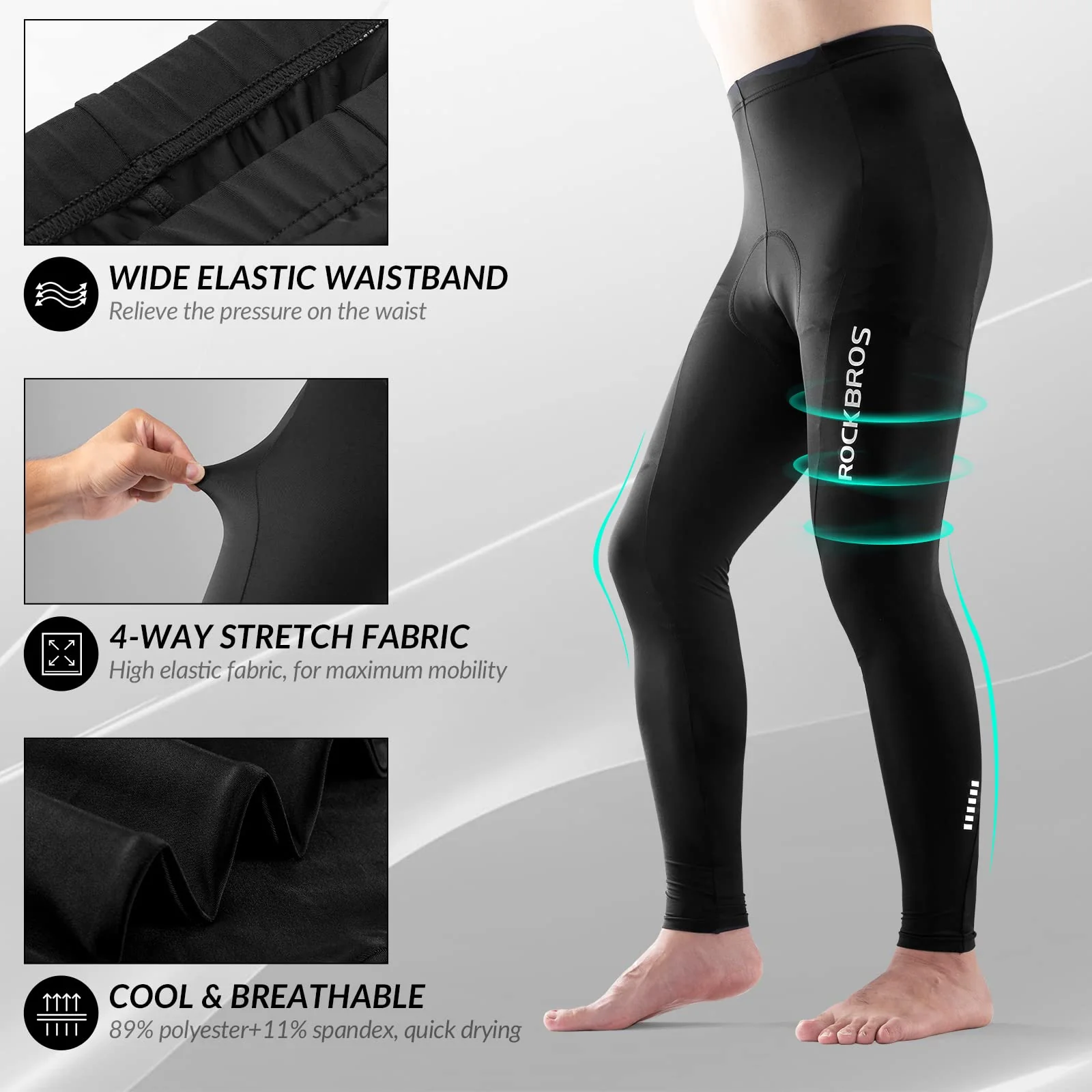 Men’s Lightweight Cycling Tights with Padding - RK2004 - Image 3