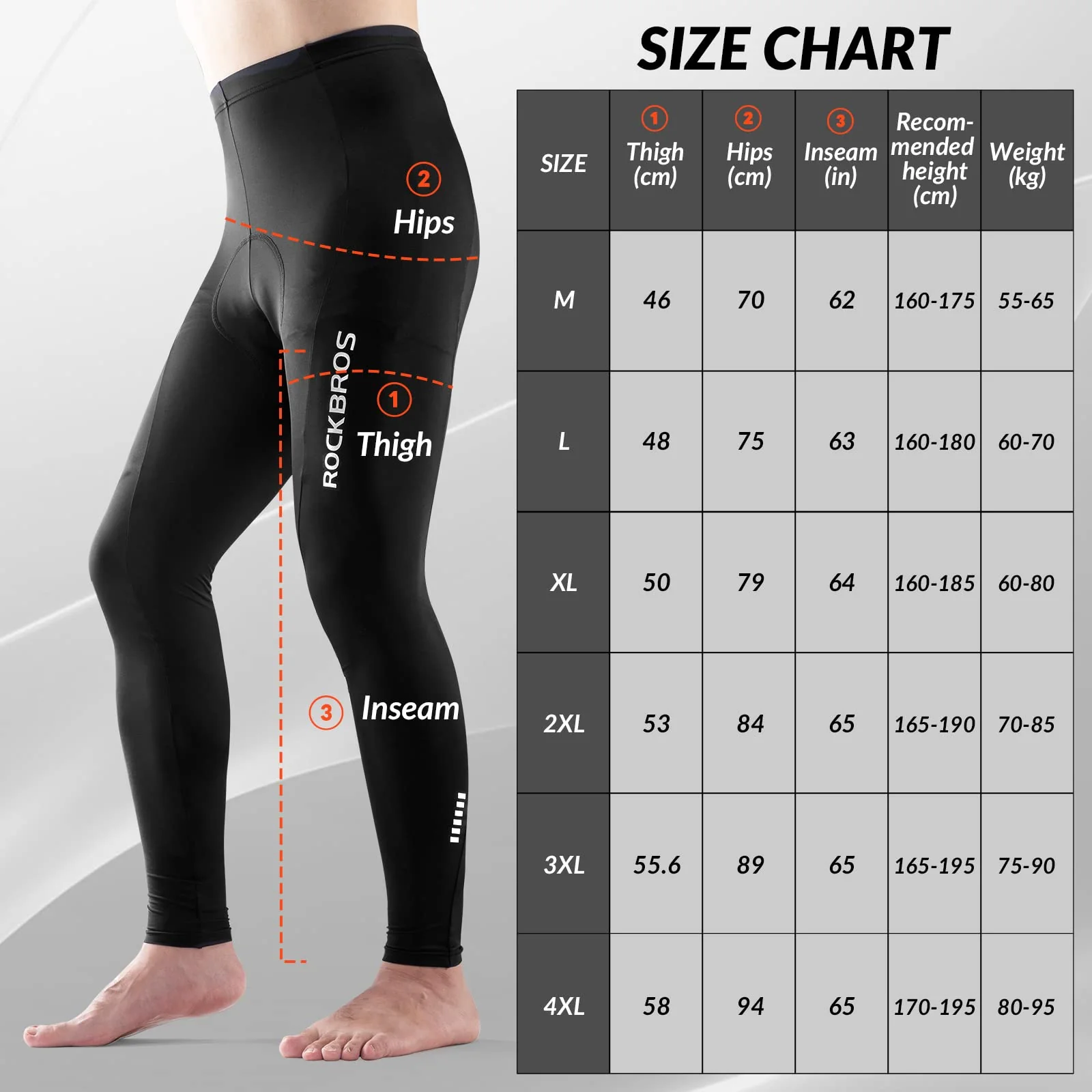 Men’s Lightweight Cycling Tights with Padding - RK2004 - Image 7