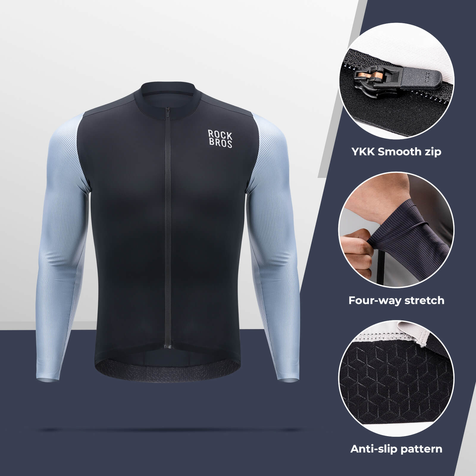ROCKBROS Men's Long-Sleeve Cycling Jersey - Image 3