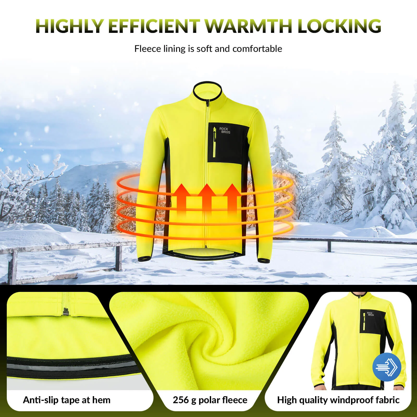 ROCKBROS Winter Windproof Thermal Cycling Jacket - Image 4