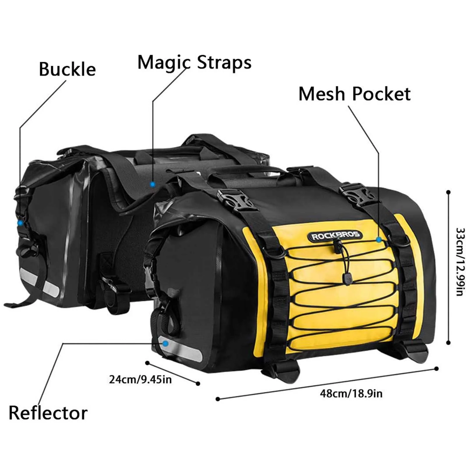 ROCKBROS Motorcycle Pannier Bag Waterproof Luggage Saddle Bag 2 Packs - Image 9