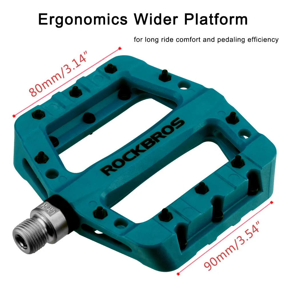 ROCKBROS Nylon Bike Pedals 9/16 Cycling Flat Pedals Widened Type (Pair) - Image 10