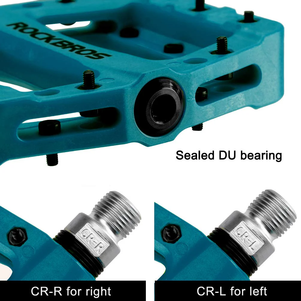 ROCKBROS Nylon Bike Pedals 9/16 Cycling Flat Pedals Widened Type (Pair) - Image 12