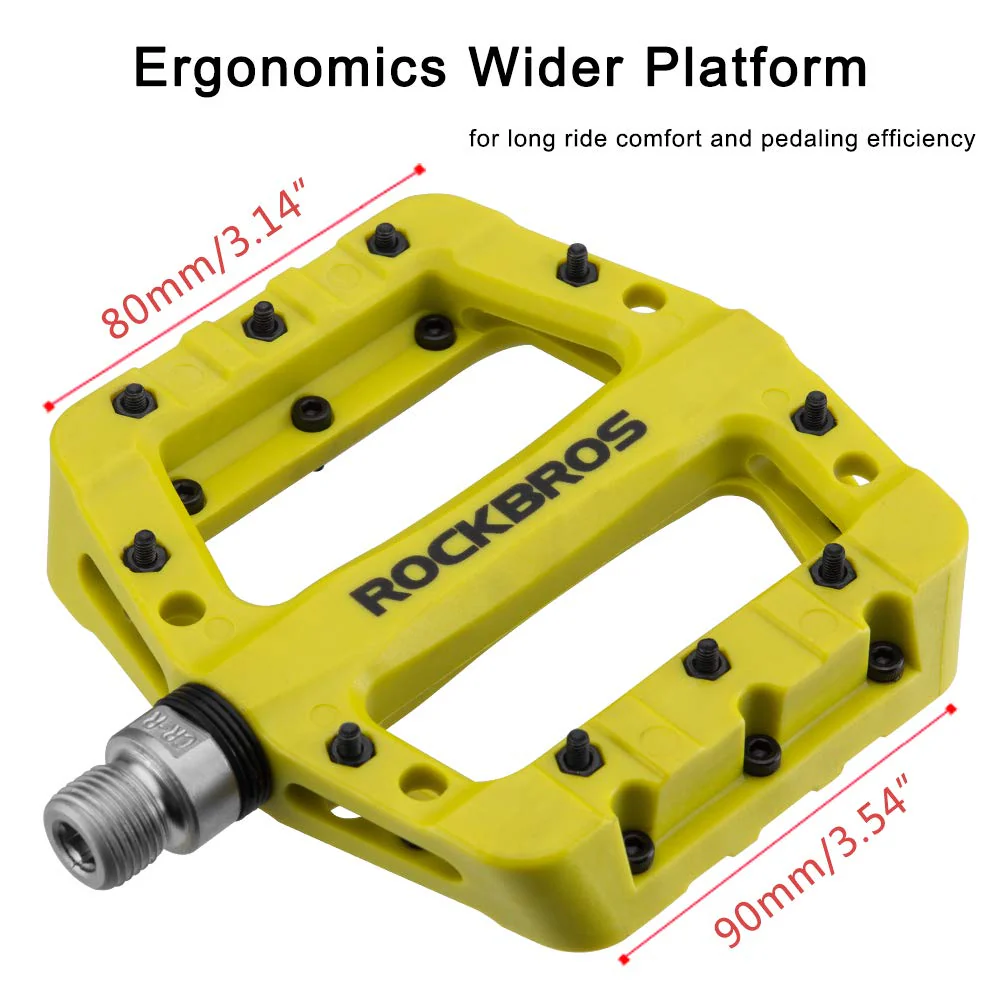 ROCKBROS Nylon Bike Pedals 9/16 Cycling Flat Pedals Widened Type (Pair) - Image 28