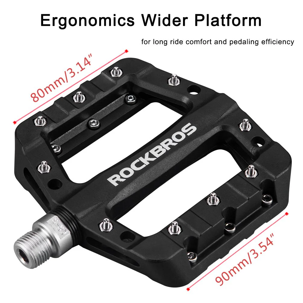 ROCKBROS Nylon Bike Pedals 9/16 Cycling Flat Pedals Widened Type (Pair) - Image 3