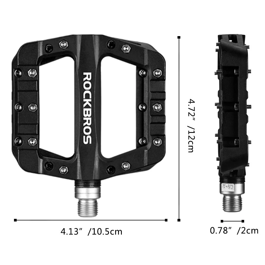 ROCKBROS Nylon Bike Pedals 9/16 Cycling Flat Pedals Widened Type (Pair) - Image 6