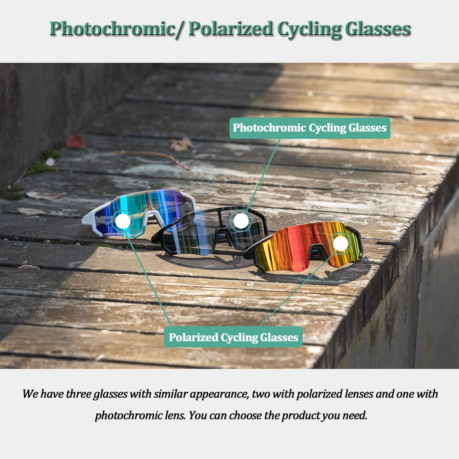 ROCKBROS Photochromic Cycling glasses TR90 Full Frame Sunglasses with UV400 Protection - Image 7
