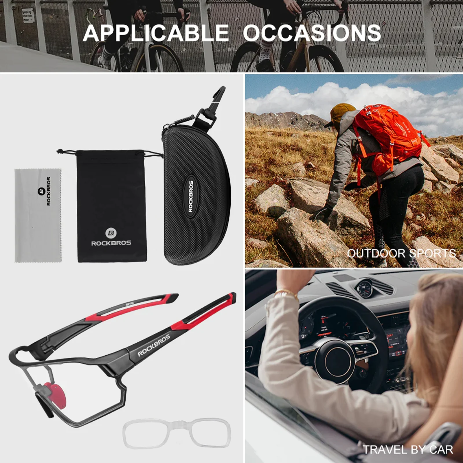ROCKBROS Photochromic Cycling glasses UV 400 Protection Full Frame Sports Sunglasses - Image 13