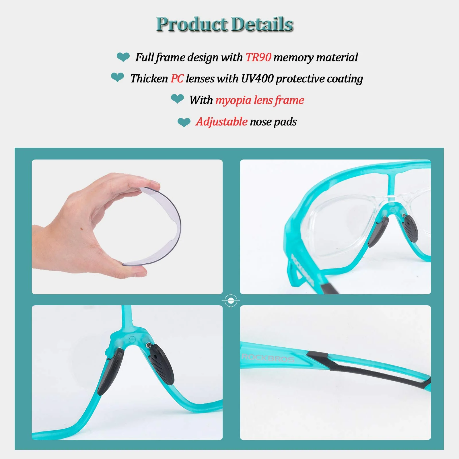 ROCKBROS Photochromic Cycling glasses UV 400 Protection Full Frame Sports Sunglasses - Image 17
