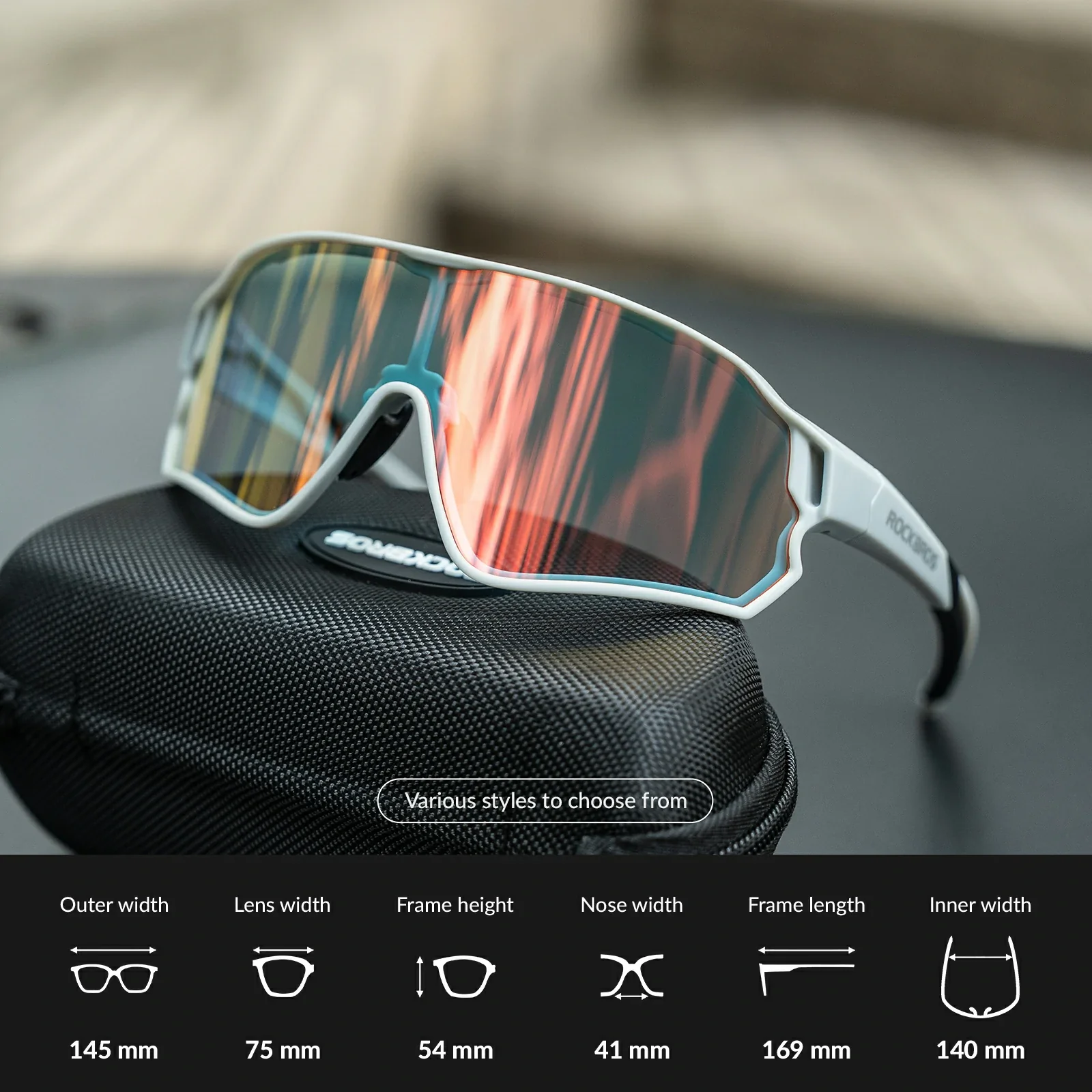 ROCKBROS Photochromic Cycling glasses UV 400 Protection Full Frame Sports Sunglasses - Image 24