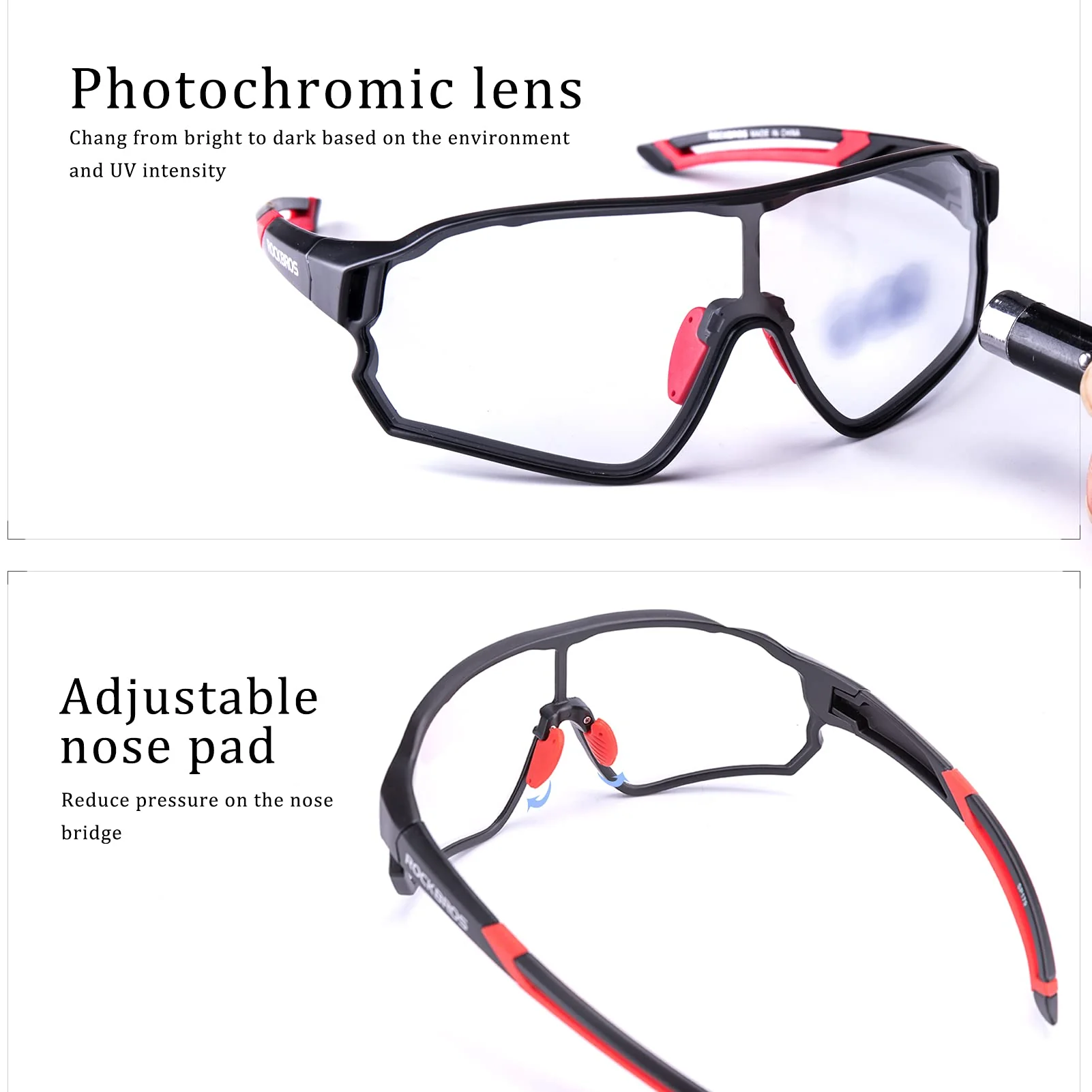 ROCKBROS Photochromic Cycling glasses UV 400 Protection Full Frame Sports Sunglasses - Image 9