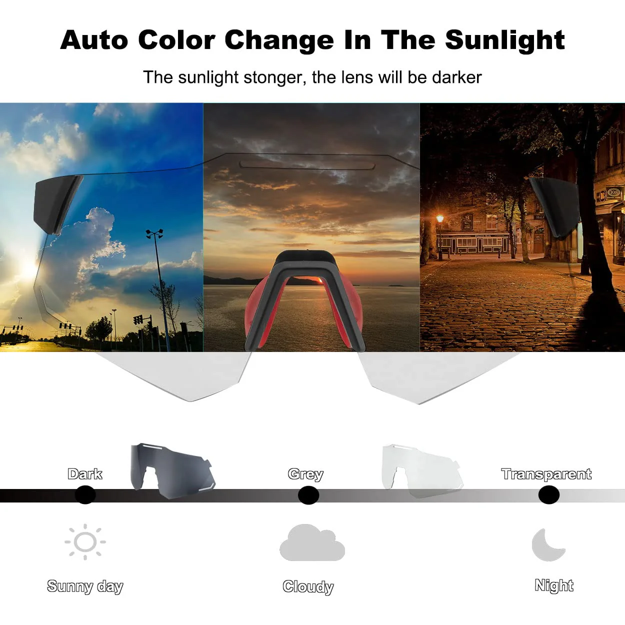 ROCKBROS Photochromic Cycling Glasses UV Protection Sunglasses Transparent - Image 7