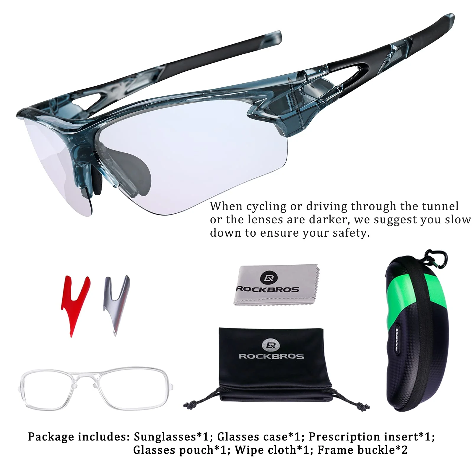 ROCKBROS Photochromic Cycling Glasses with 3 in 1 Intelligence Lenses for Men & Women - Image 4