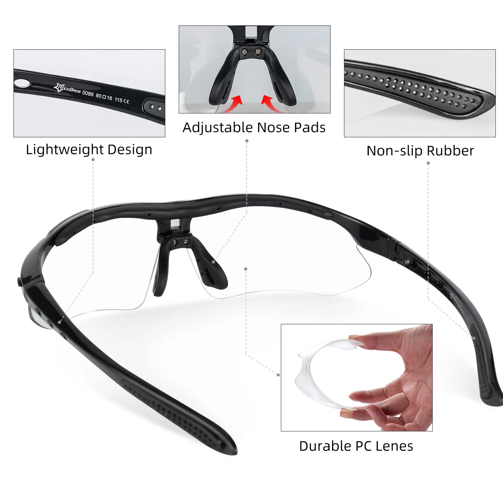 ROCKBROS Photochromic Outdoor Sport Sunglasses With Changeable Straps - Image 10