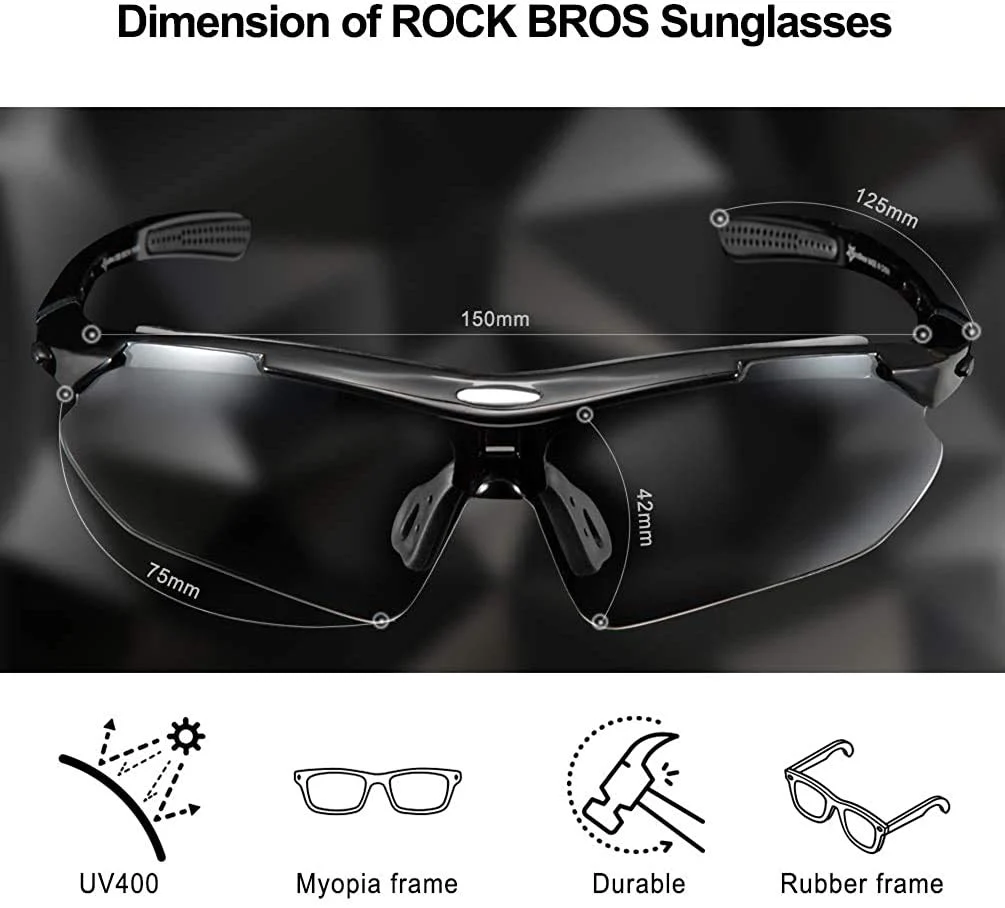 ROCKBROS Photochromic Outdoor Sport Sunglasses With Changeable Straps - Image 19