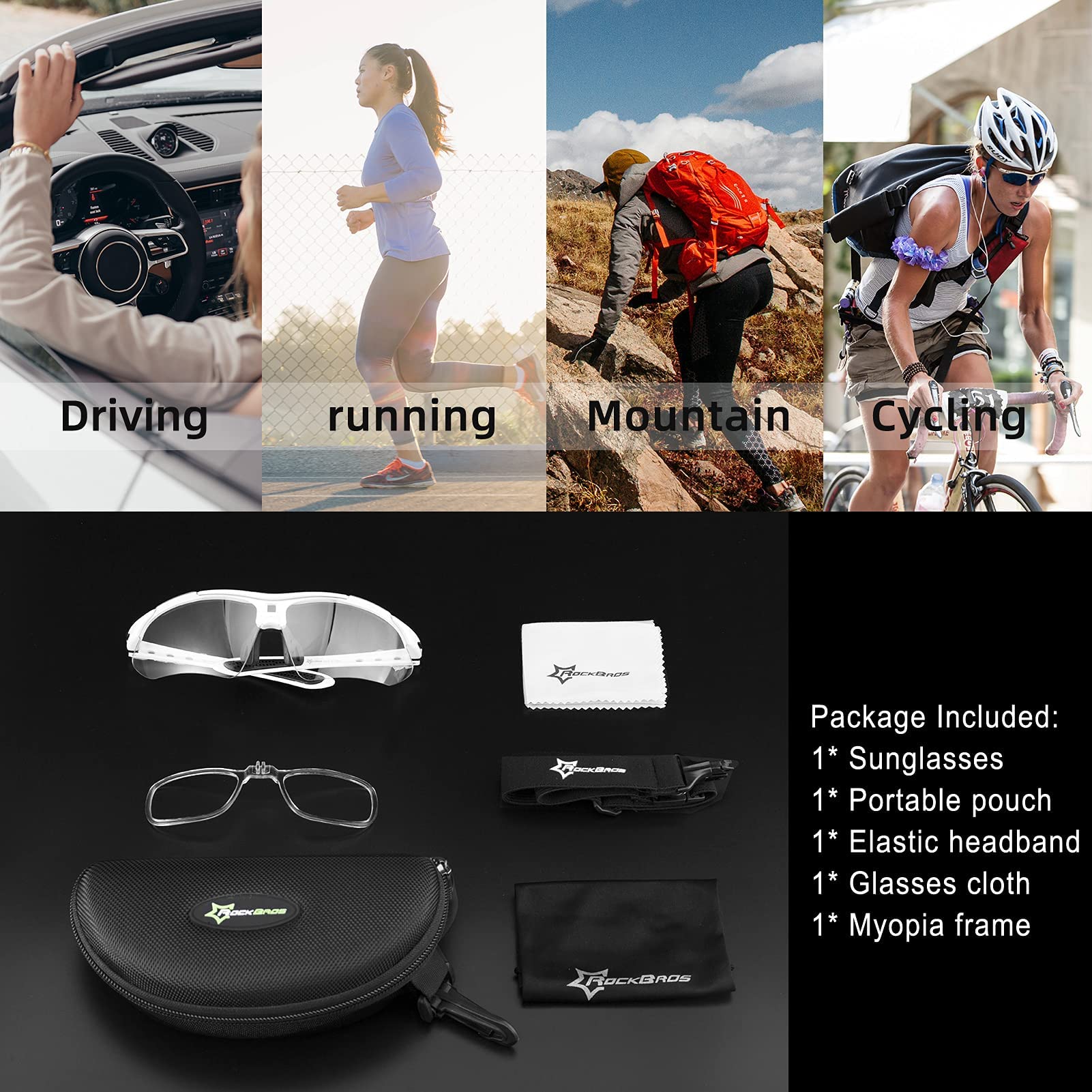 ROCKBROS Photochromic Outdoor Sport Sunglasses With Changeable Straps - Image 6