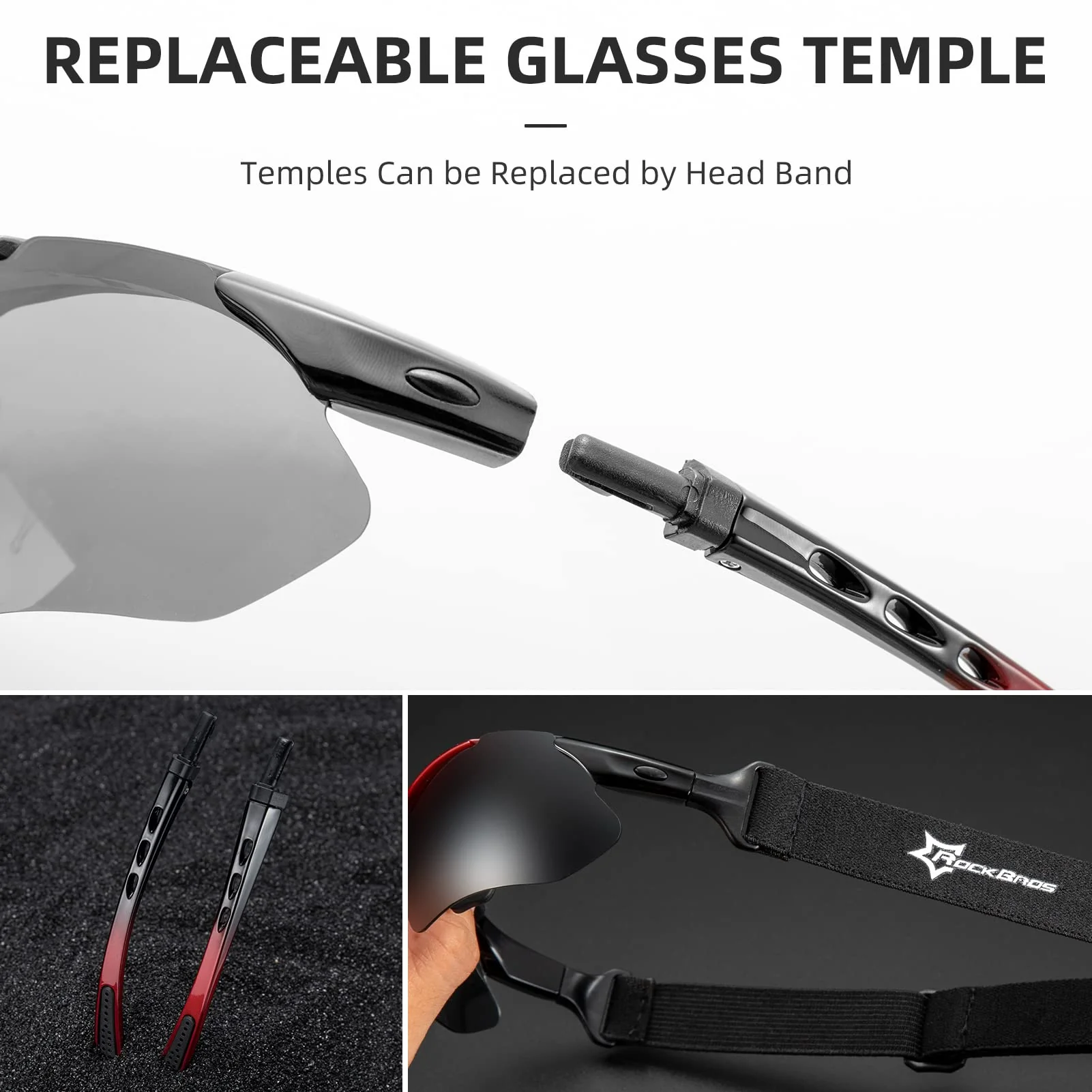 ROCKBROS Polarized Cycling Sunglasses with 4 Interchangeable Lenses - Image 6