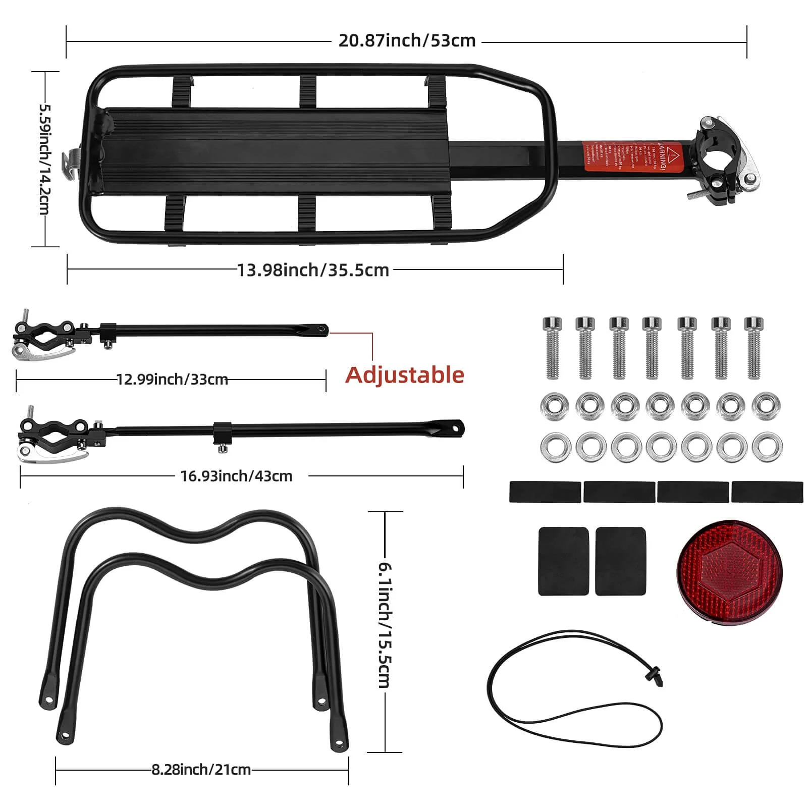ROCKBROS Quick Release Bicycle Rack Aluminium Alloy with Reflector - Image 4