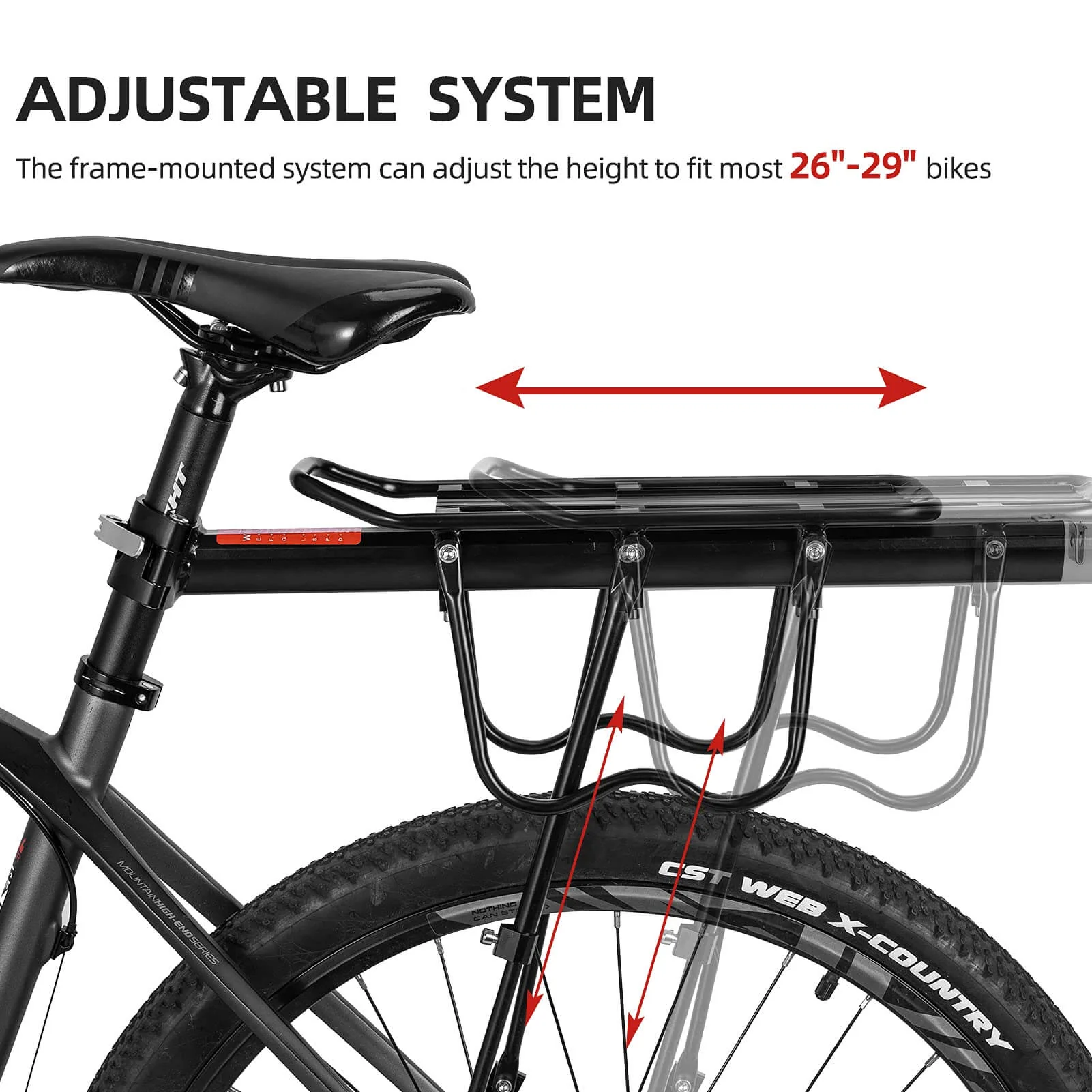 ROCKBROS Quick Release Bicycle Rack Aluminium Alloy with Reflector - Image 5
