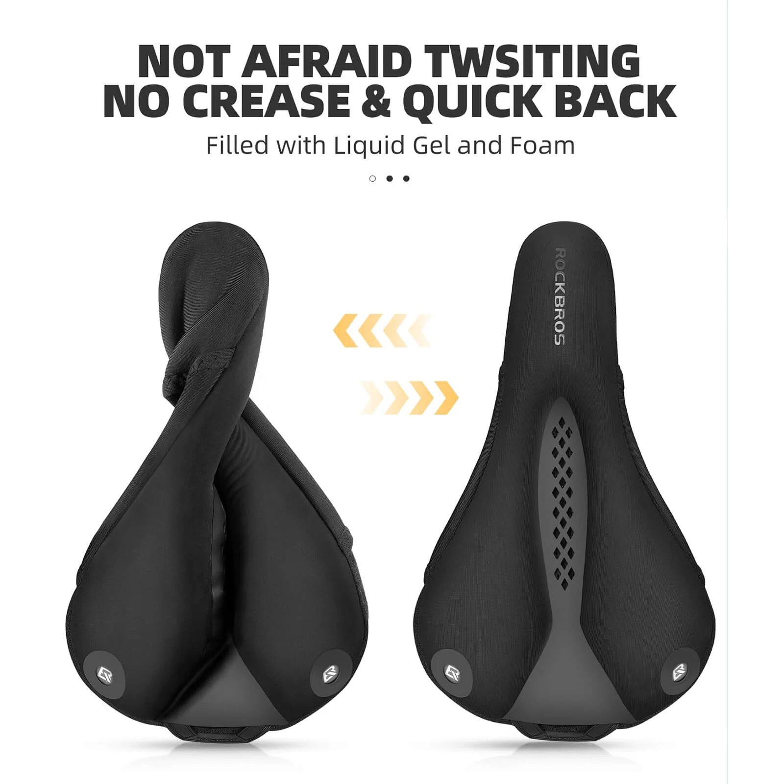 ROCKBROS Rechargeable Gel Bike Seat Cover with Rear Lights - Image 2
