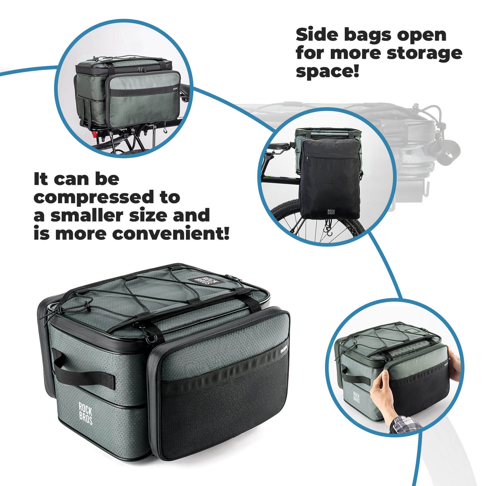 ROCKBROS Road-to-Sky Bike Pannier Bag Foldable Versatile Bike Rack Bag 15-30L - Image 5