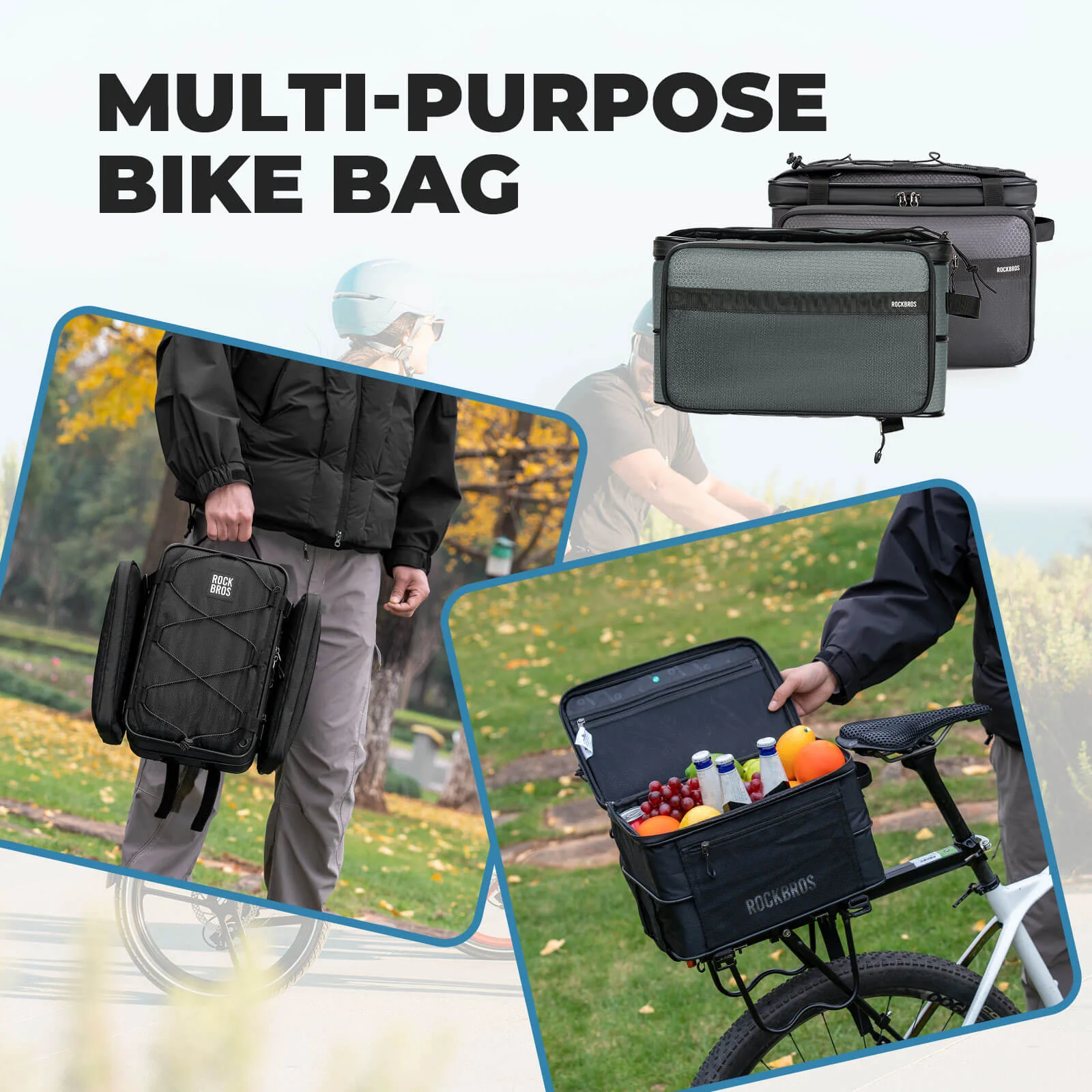 ROCKBROS Road-to-Sky Bike Pannier Bag Foldable Versatile Bike Rack Bag 15-30L - Image 8