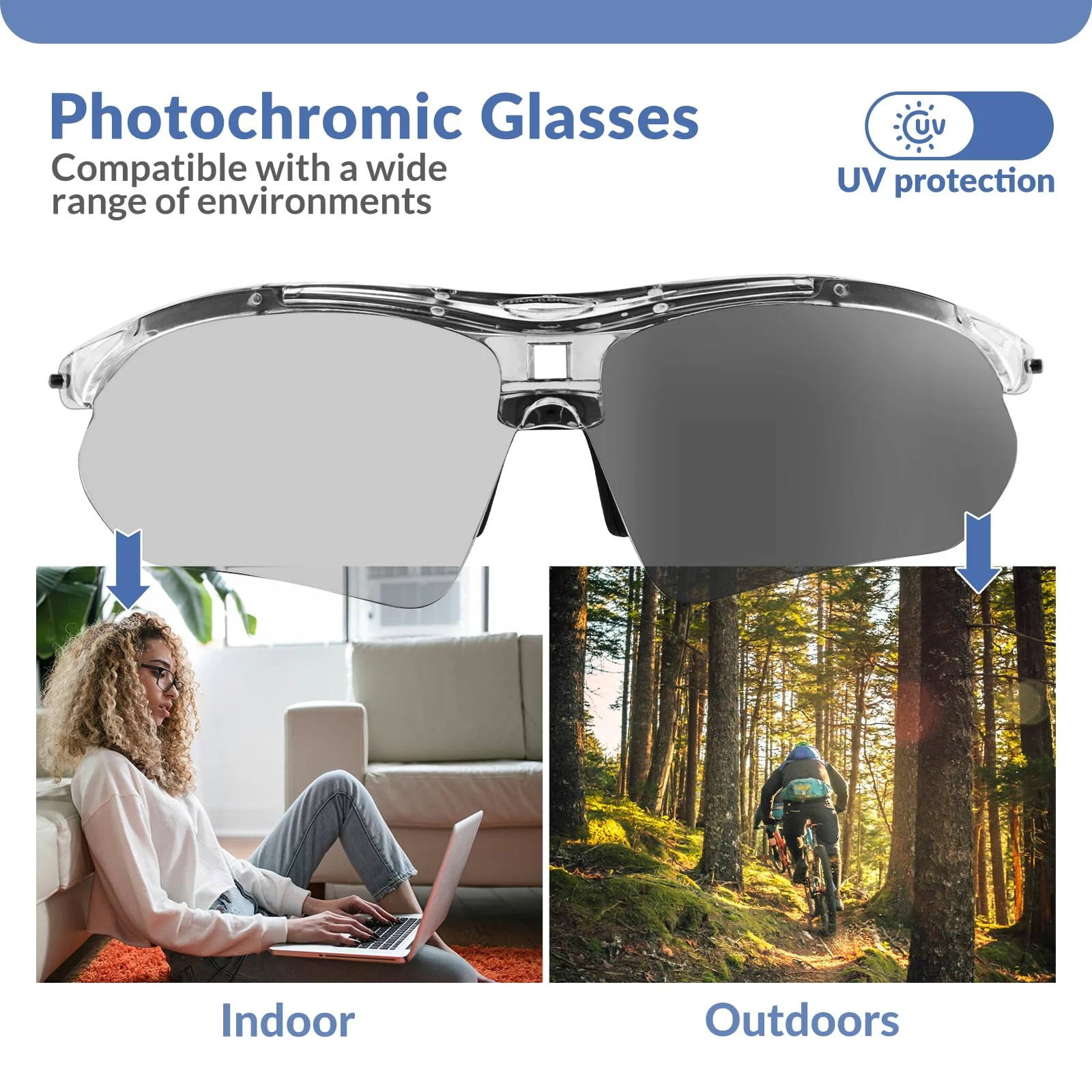 ROCKBROS Sports Sunglasses Photochromic Sunglasses with Headband - Image 14