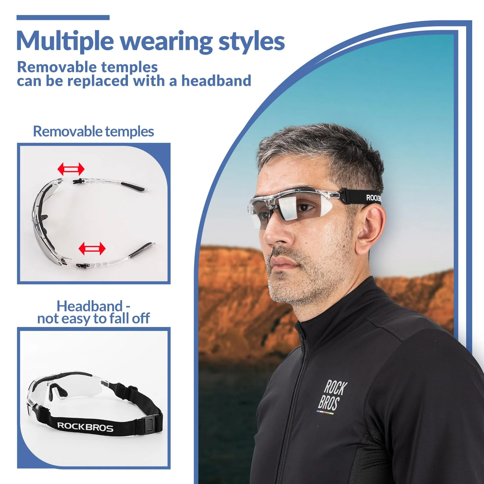 ROCKBROS Sports Sunglasses Photochromic Sunglasses with Headband - Image 15