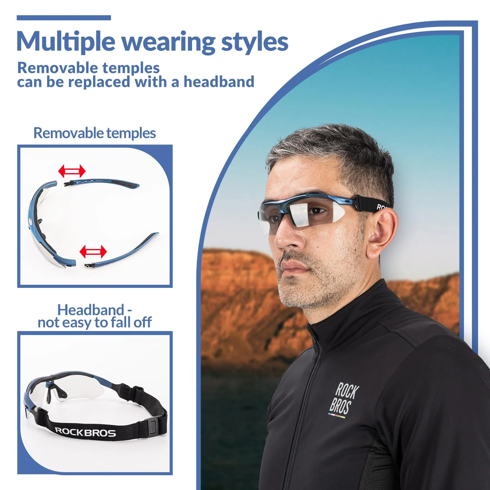 ROCKBROS Sports Sunglasses Photochromic Sunglasses with Headband - Image 21