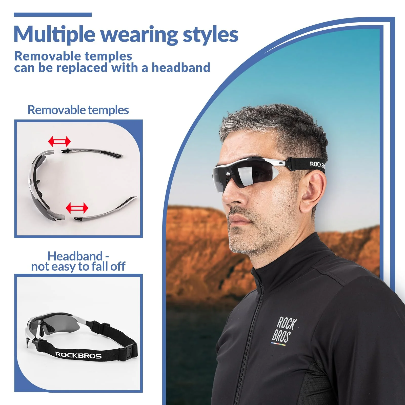 ROCKBROS Sports Sunglasses Photochromic Sunglasses with Headband - Image 6
