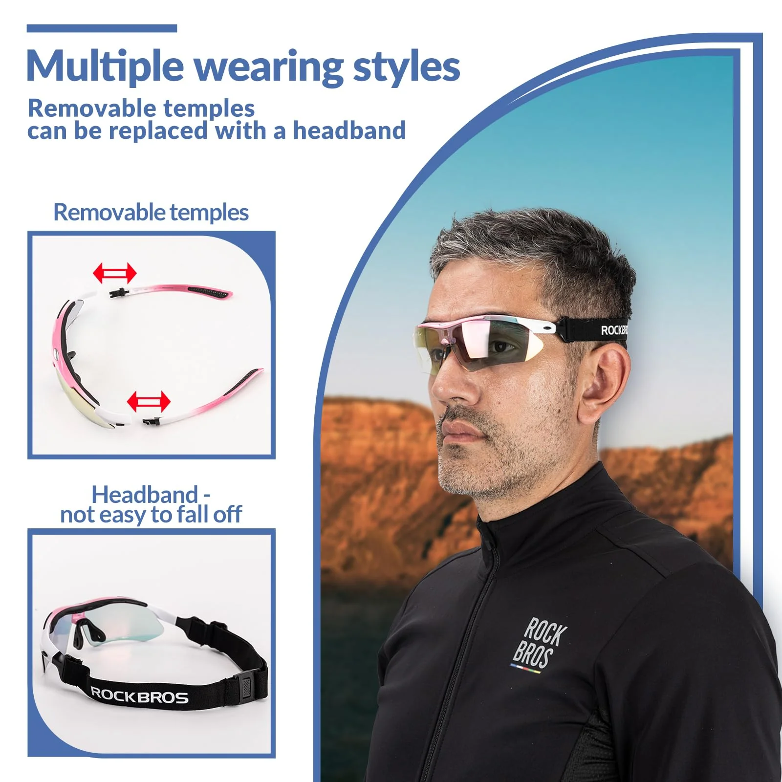 ROCKBROS Sports Sunglasses Photochromic Sunglasses with Headband - Image 9