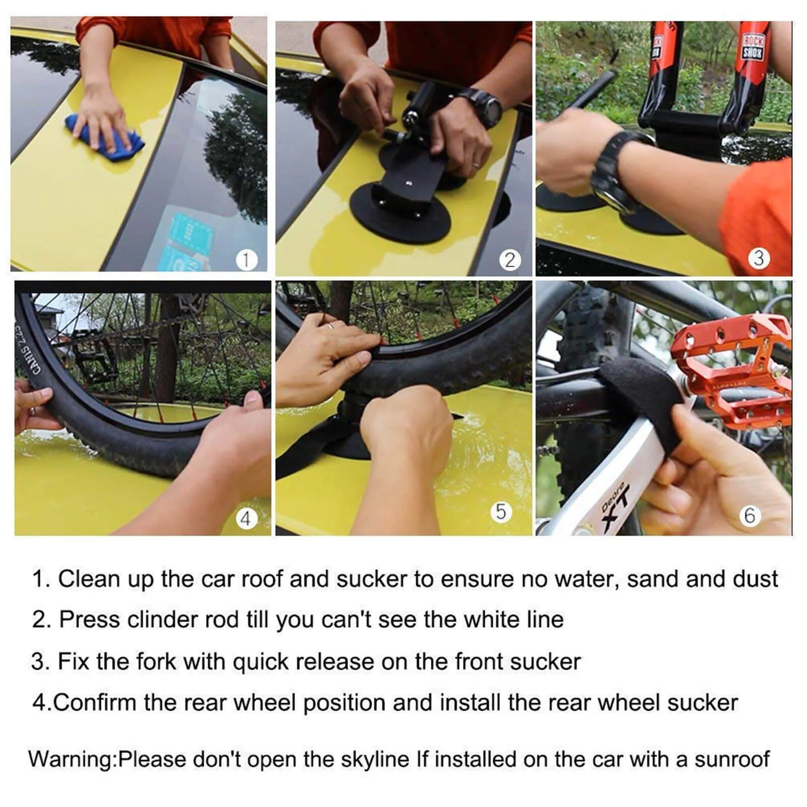 ROCKBROS Suction Cup Bike Rack for Car Roof Quick Release Vehicle Bicycle Racks - Image 13