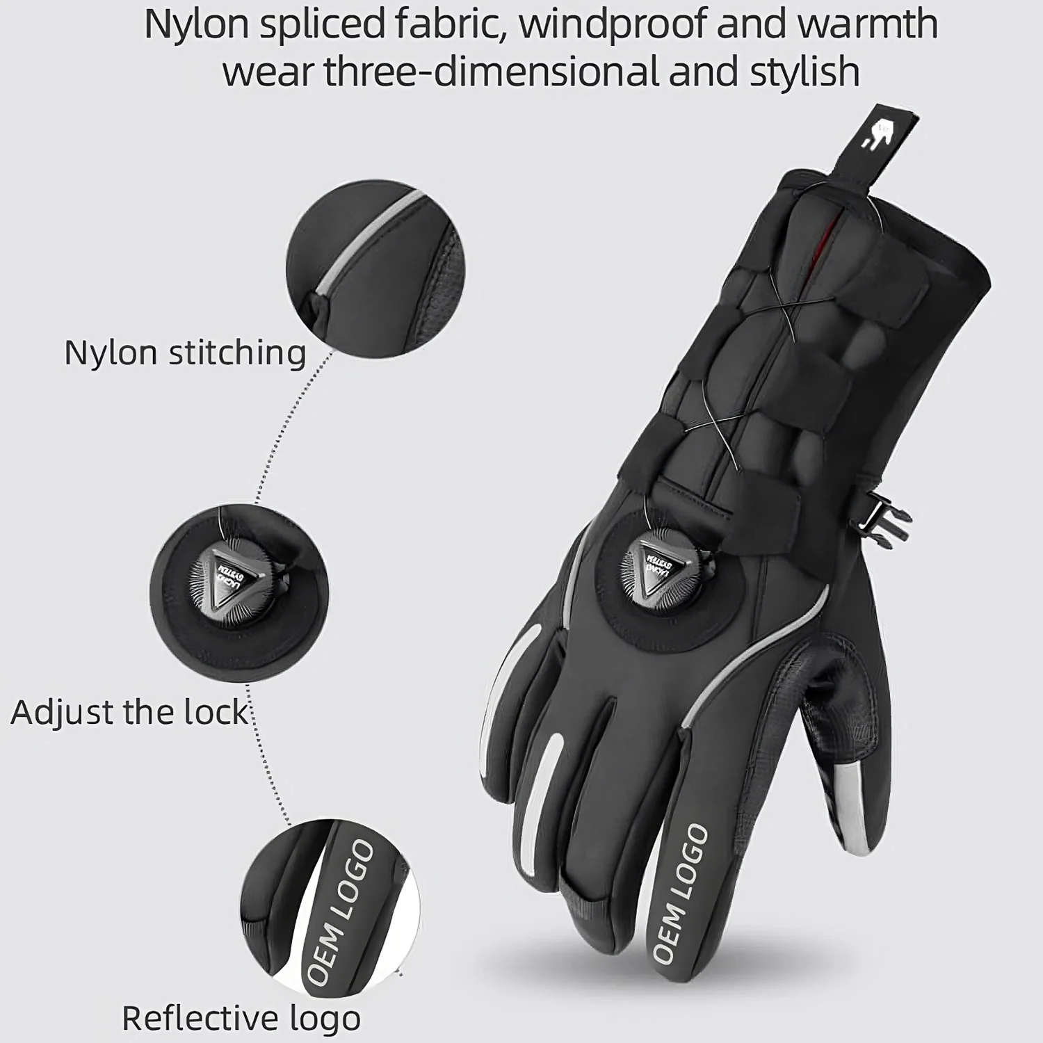 ROCKBROS Thermal Windproof Touchscreen Adjustable Winter Ski Gloves - Image 3
