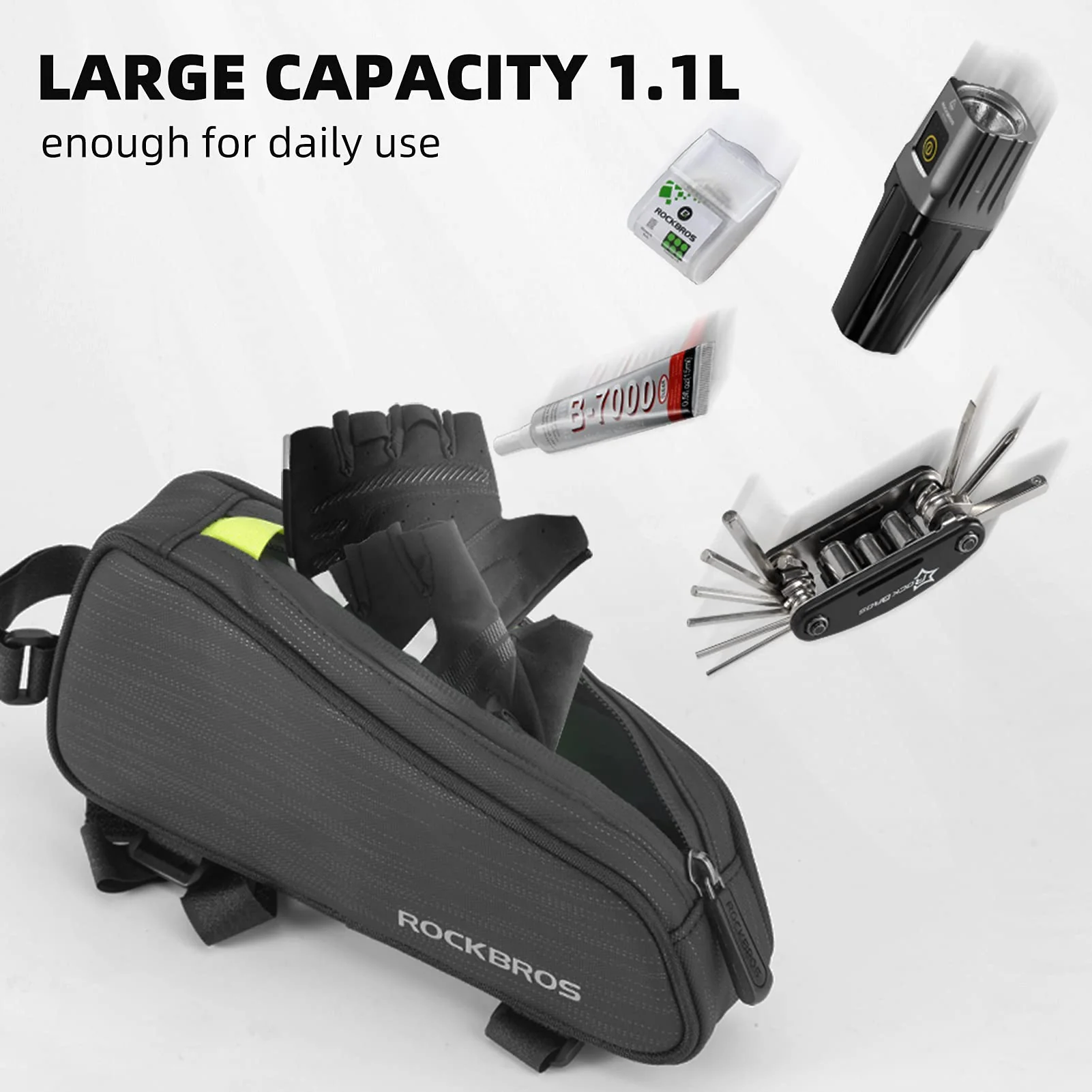 ROCKBROS Top Tube Bicycle Bag Frame Bag Cycling Bag Fit 6.5” 1.1L - Image 6