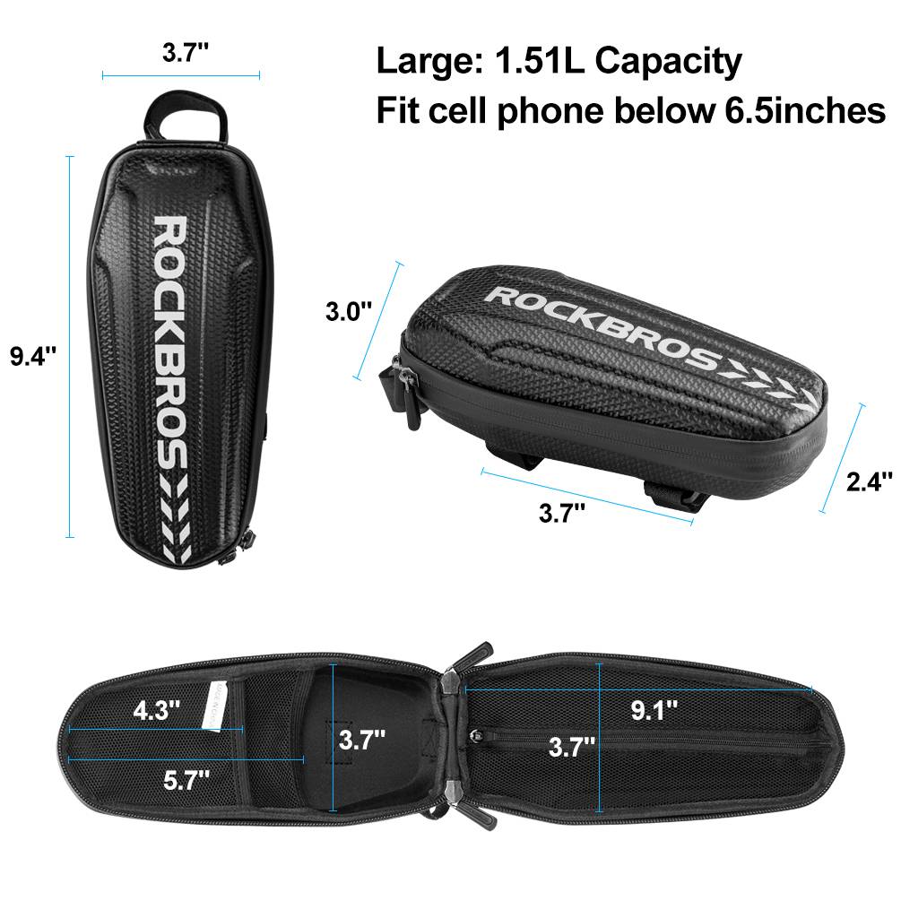 ROCKBROS Top Tube Bike Bag Pouch Storage Pack Waterproof Bike Frame Bag - Image 3