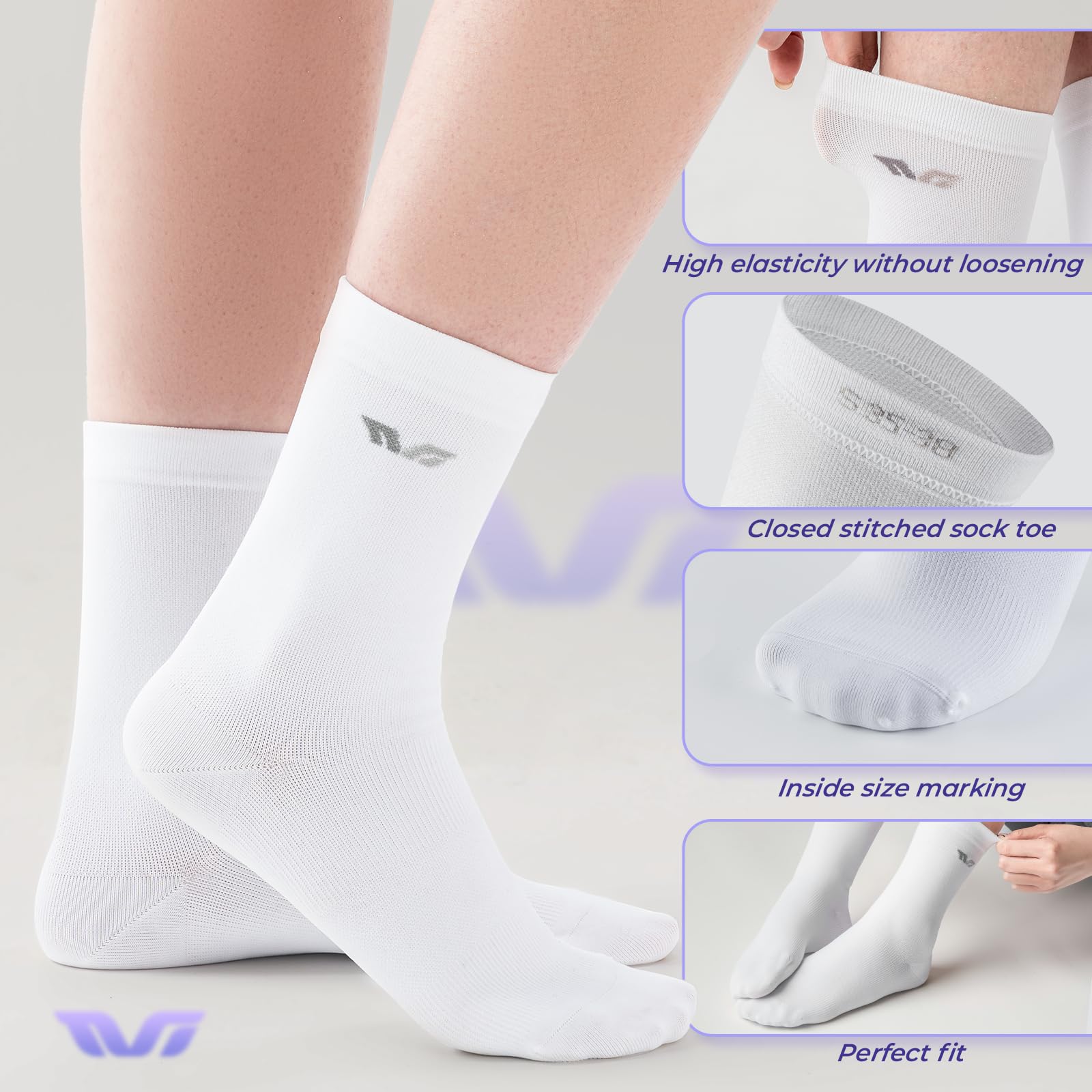 ROCKBROS TVI Performance Cycling Socks 2-Pairs Lightweight Breathable Crew - Image 4
