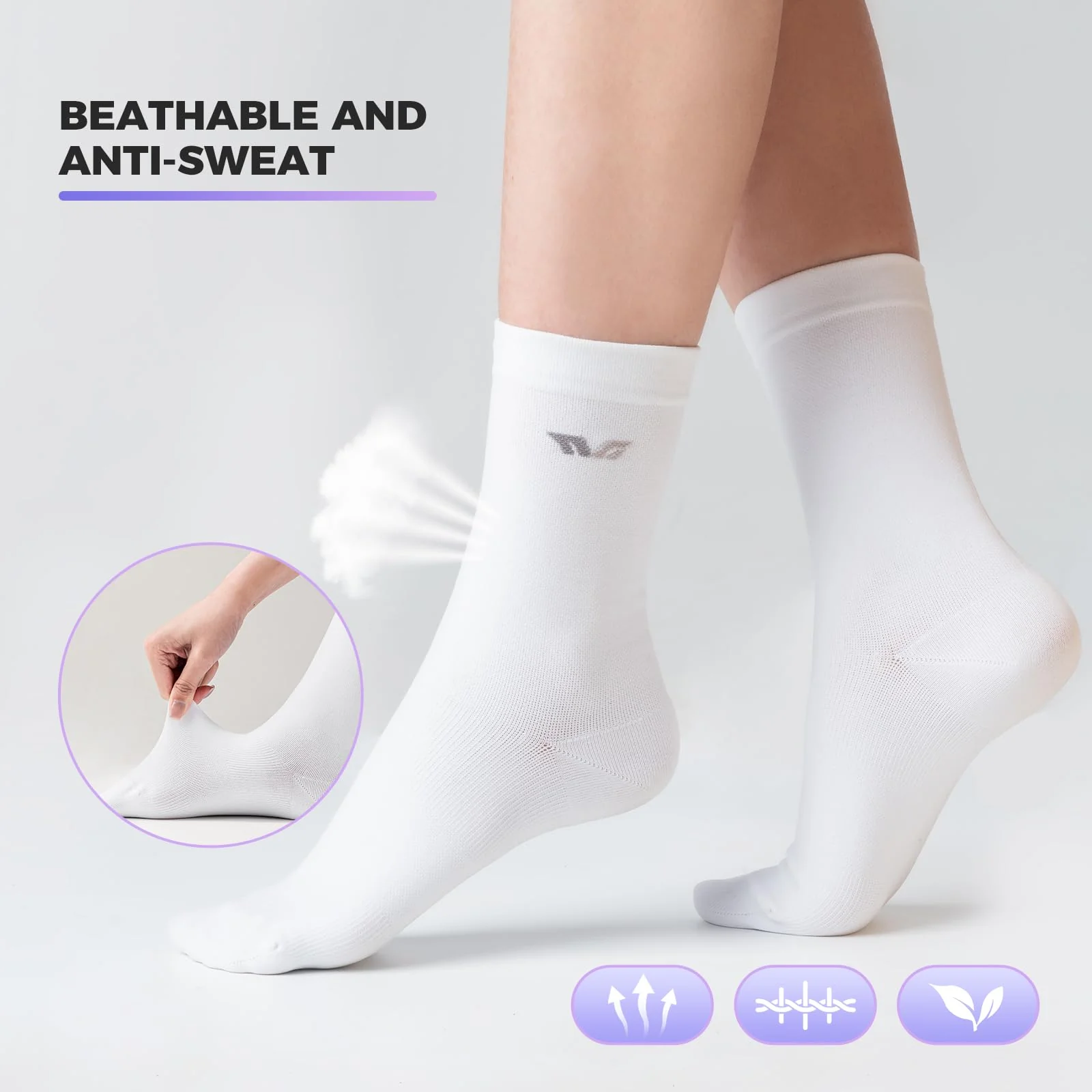 ROCKBROS TVI Performance Cycling Socks 2-Pairs Lightweight Breathable Crew - Image 5