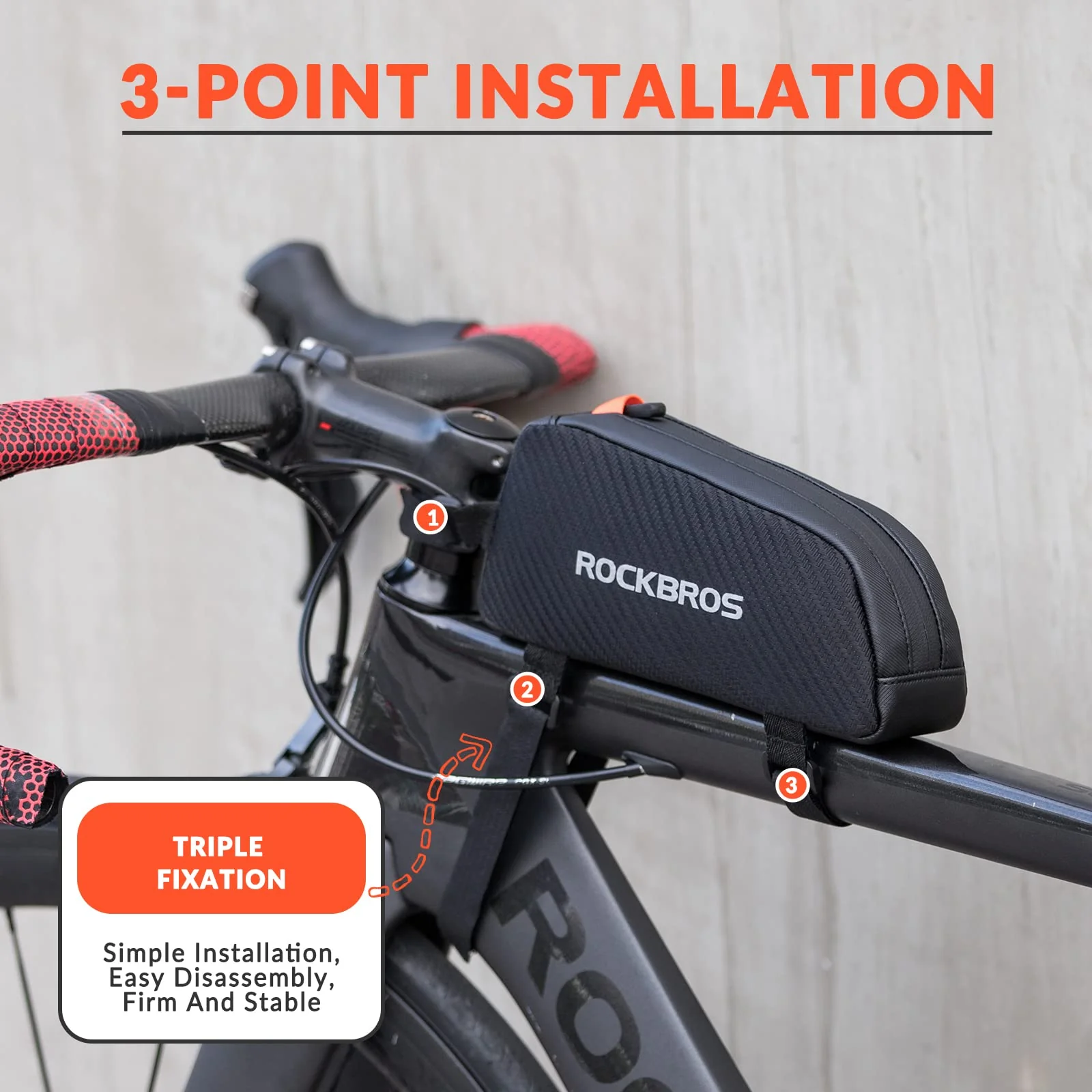 ROCKBROS Ultralight Bike Frame Bag Waterproof & Reflective Top Tube Bag - Image 5