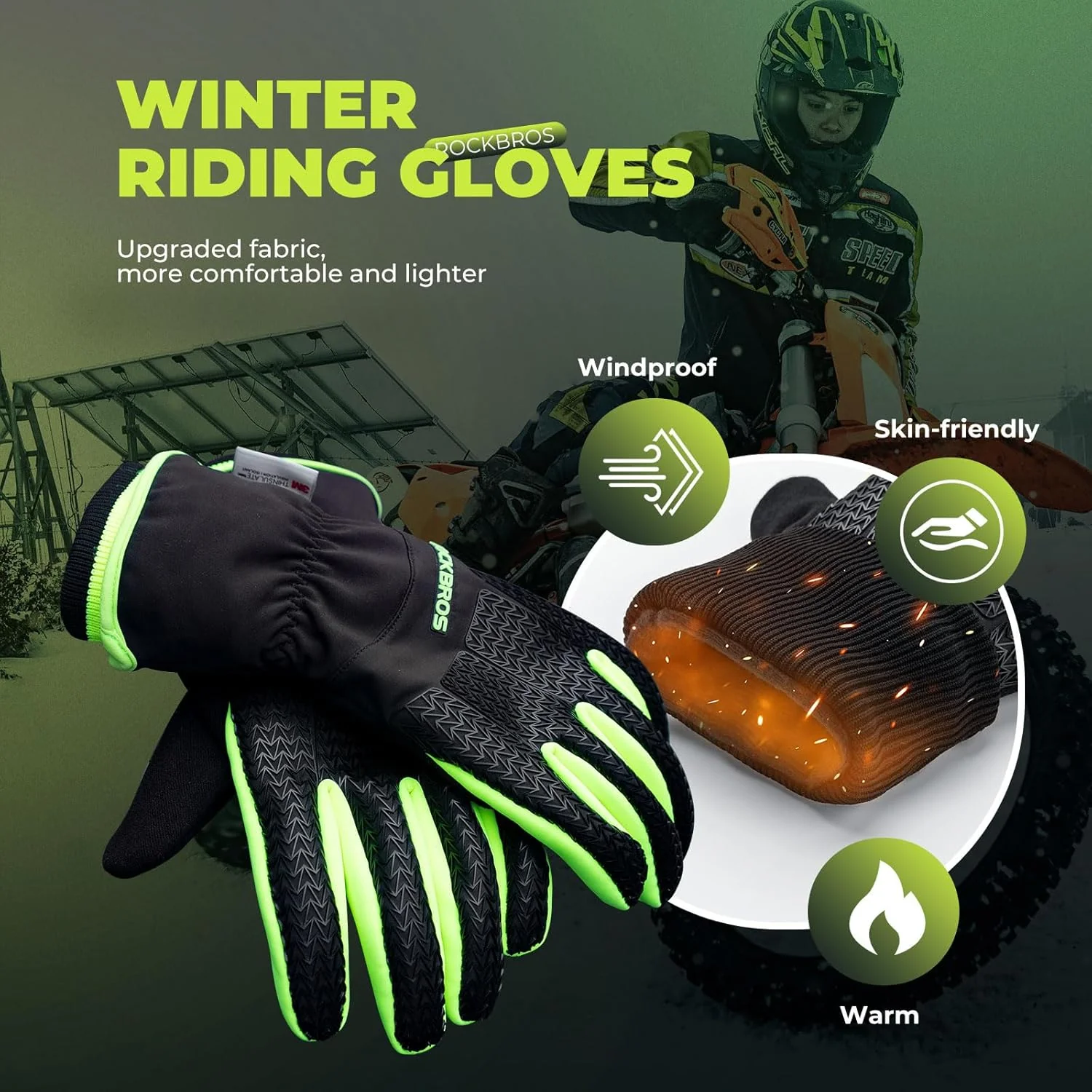 ROCKBROS Warm Winter Windproof Anti Slip Touchscreen Gloves - Image 4