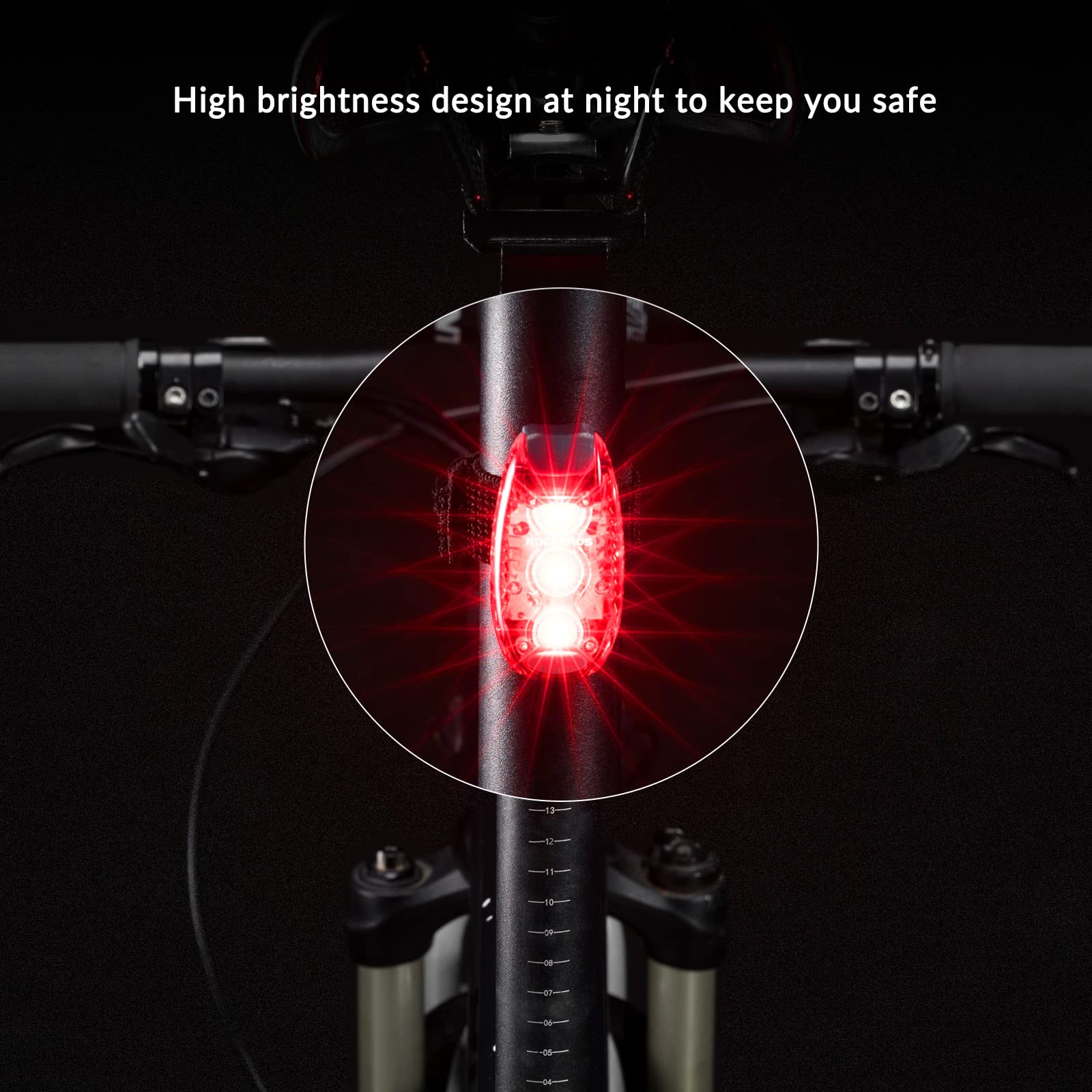 ROCKBROS Waterproof Bike Rear Tail Lights 2 Pack with 3 Light Modes - Image 4