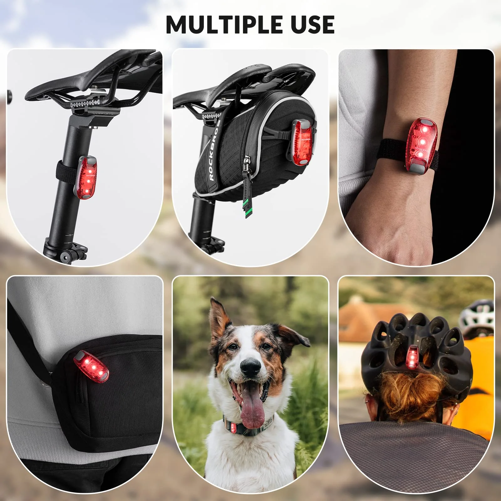 ROCKBROS Waterproof Bike Rear Tail Lights 2 Pack with 3 Light Modes - Image 7