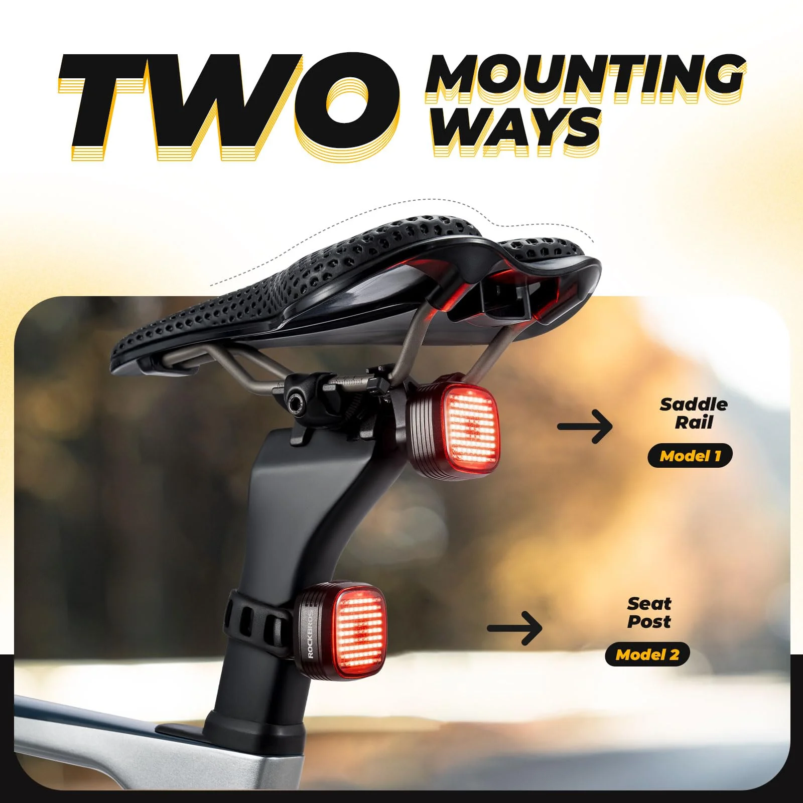 ROCKBROS Waterproof Ultra Bright LED Bike Taillight with 4 Modes - Image 2