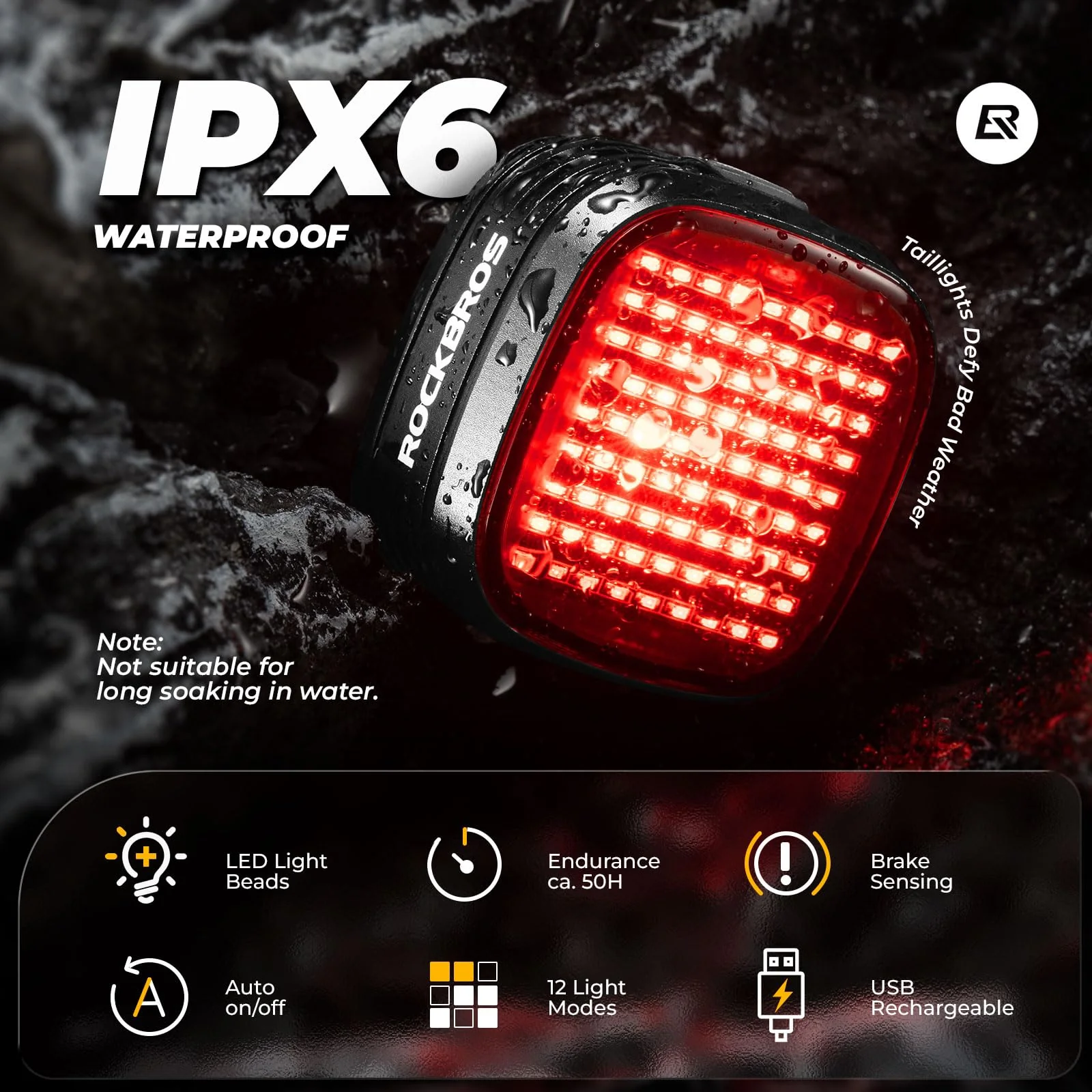 ROCKBROS Waterproof Ultra Bright LED Bike Taillight with 4 Modes - Image 4